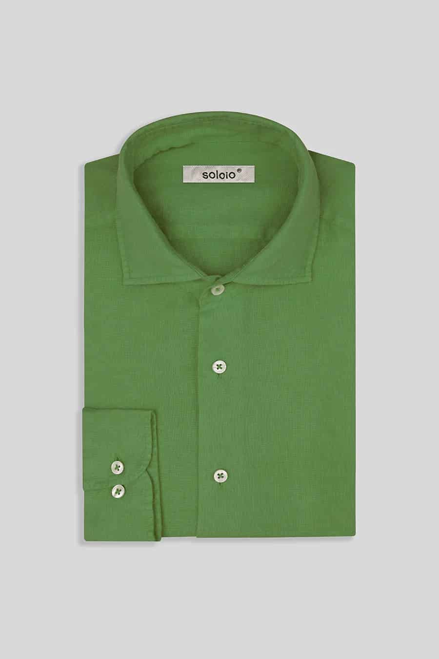 Men’s linen shirt forest green - miniatura 4