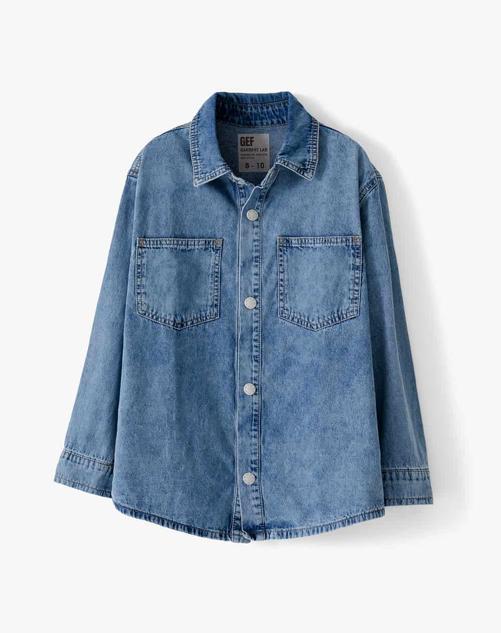 Camisa oversized manga larga índigo medio niña - miniatura 2