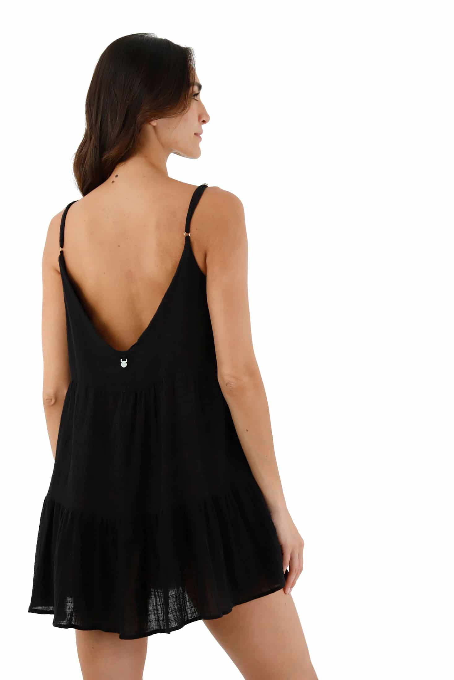 Textured Black Kanesu Dress - miniatura 2