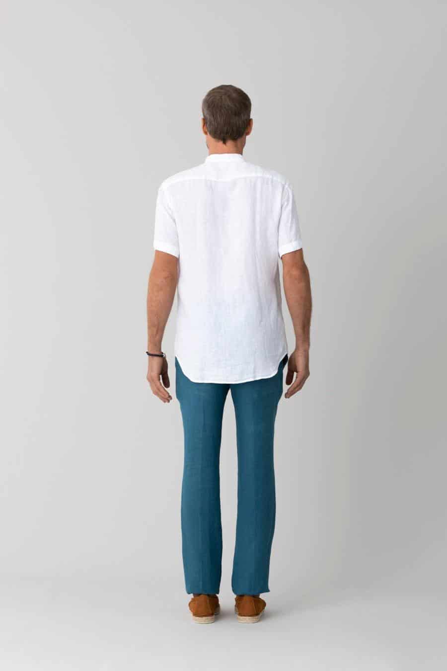 men’s linen shirt mao white mc basic - miniatura 5