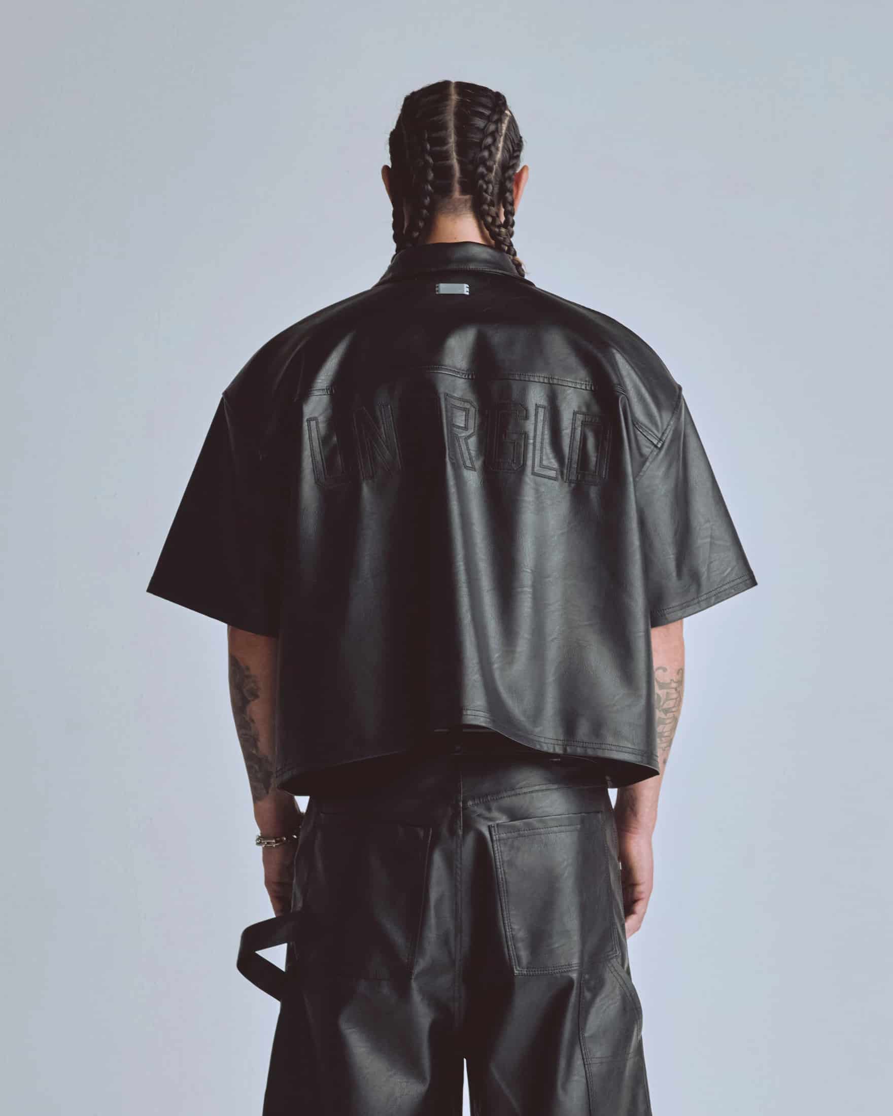 Capsule Basic Pleather Boxy Fit Shirt Black - miniatura 7