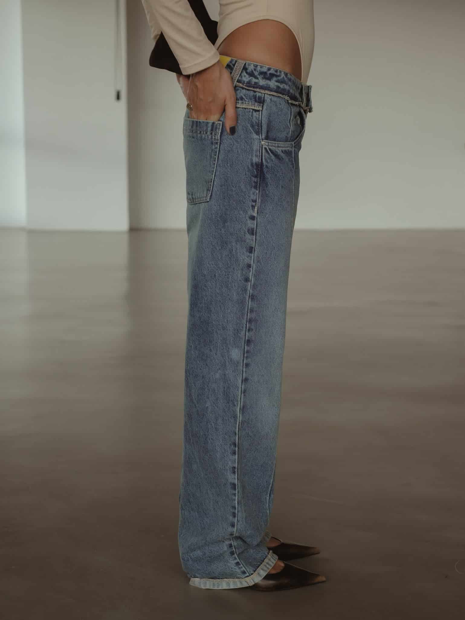 SPLIT LEG STRAIGHT JEAN - SOFT CLASSIC BLUE - miniatura 6