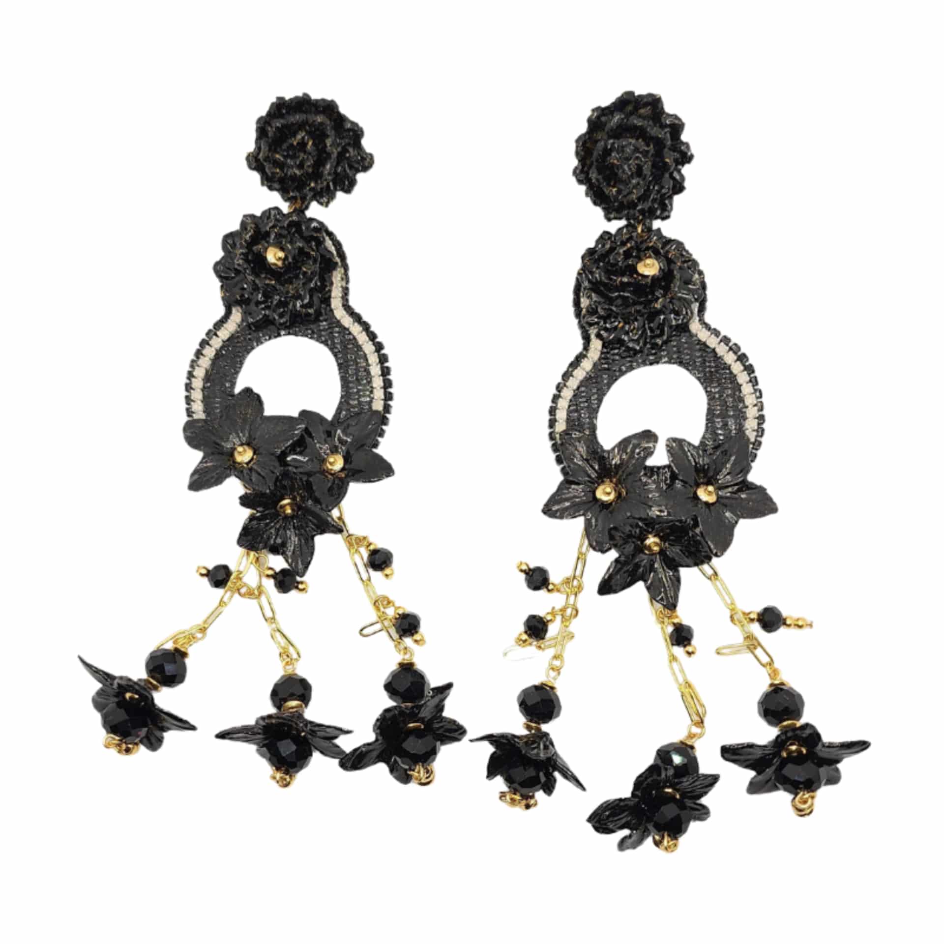 Double Circle Black & White Earrings - miniatura 1