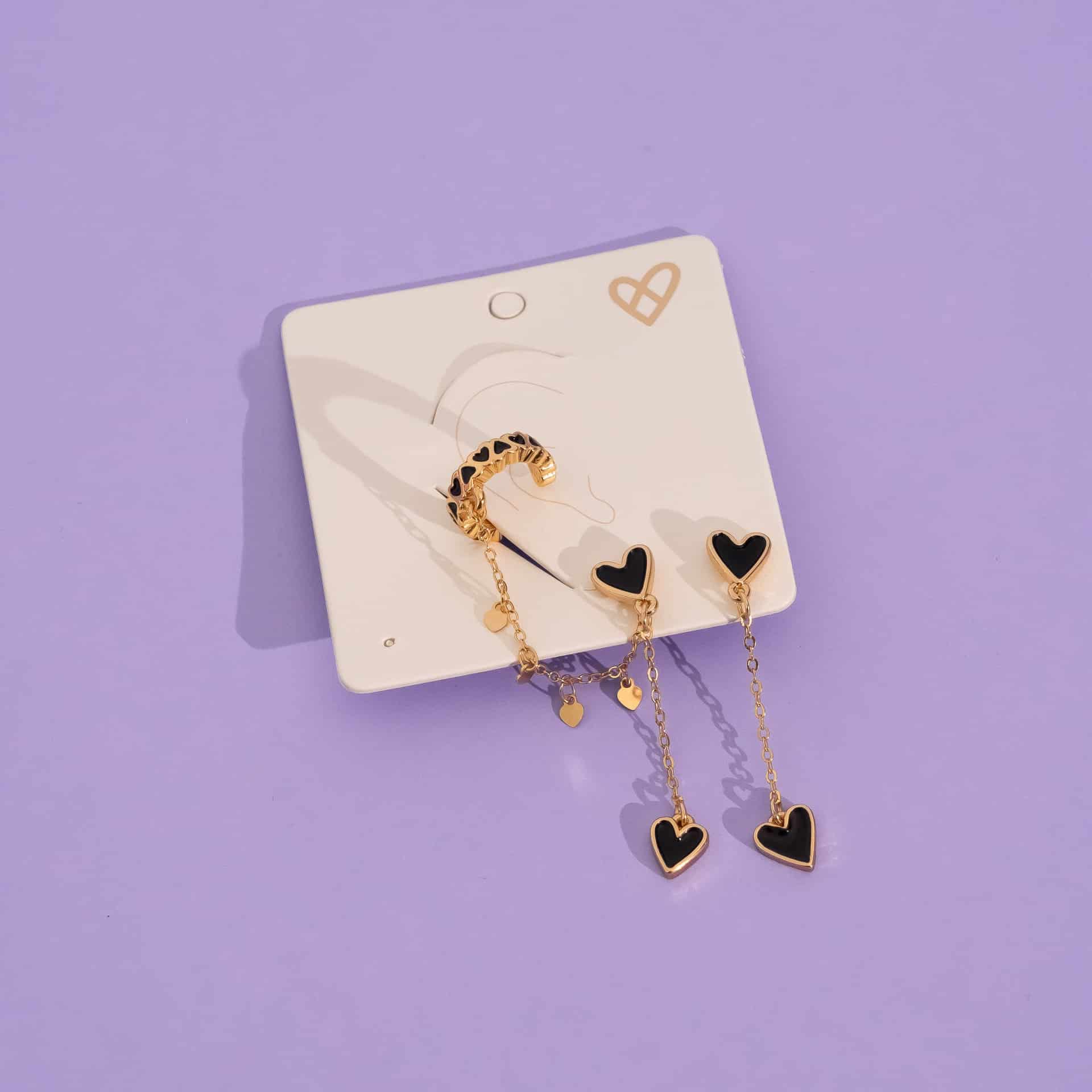 Set De Aretes Corazón - miniatura 1