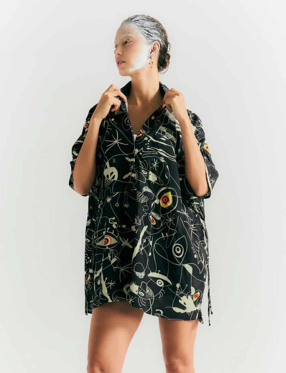 Kurta Tiras ajustable Joan negro+crudo mujer - miniatura 5
