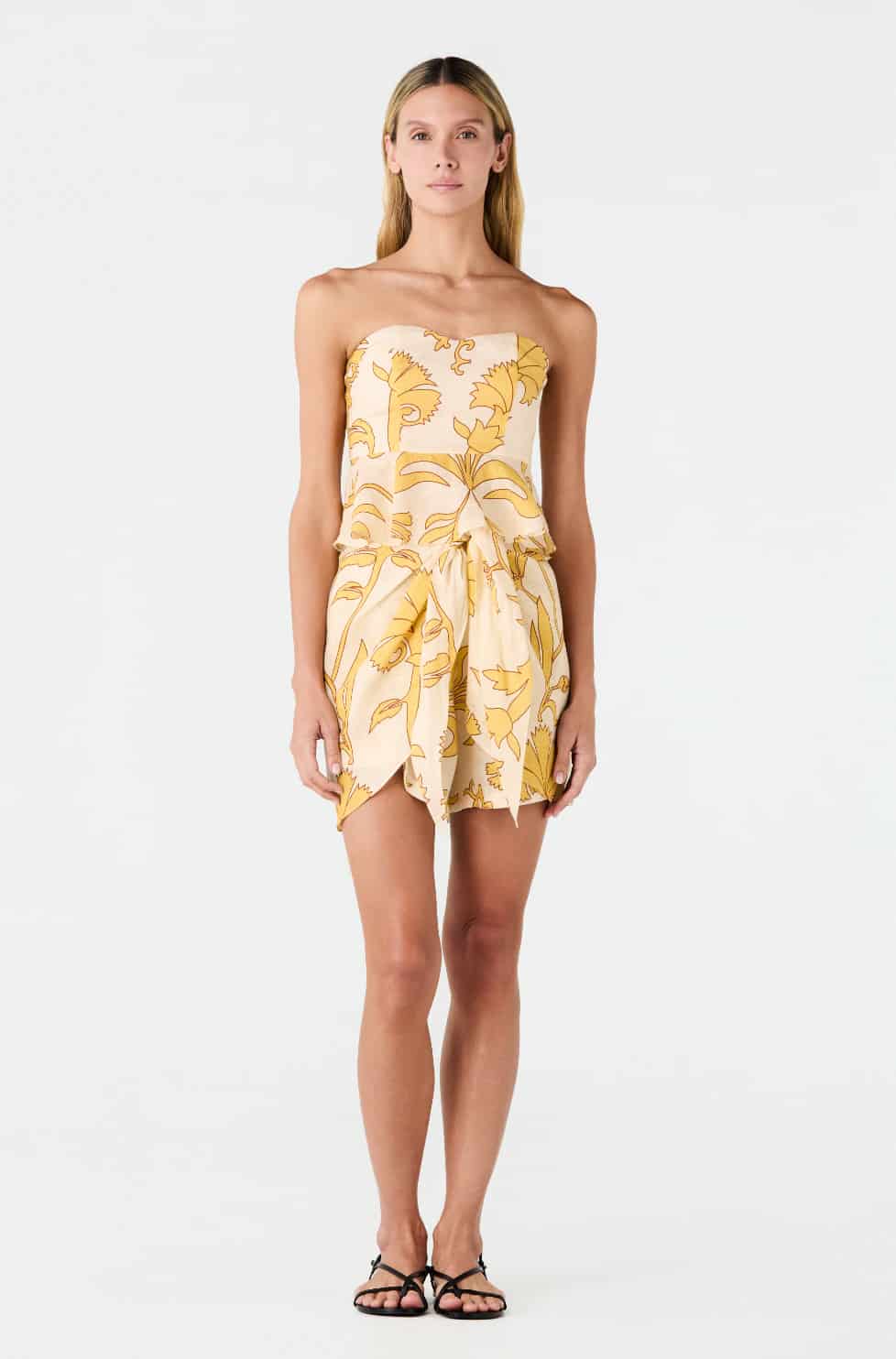 Peplum Linen Top / Yellow Flowers - miniatura 2