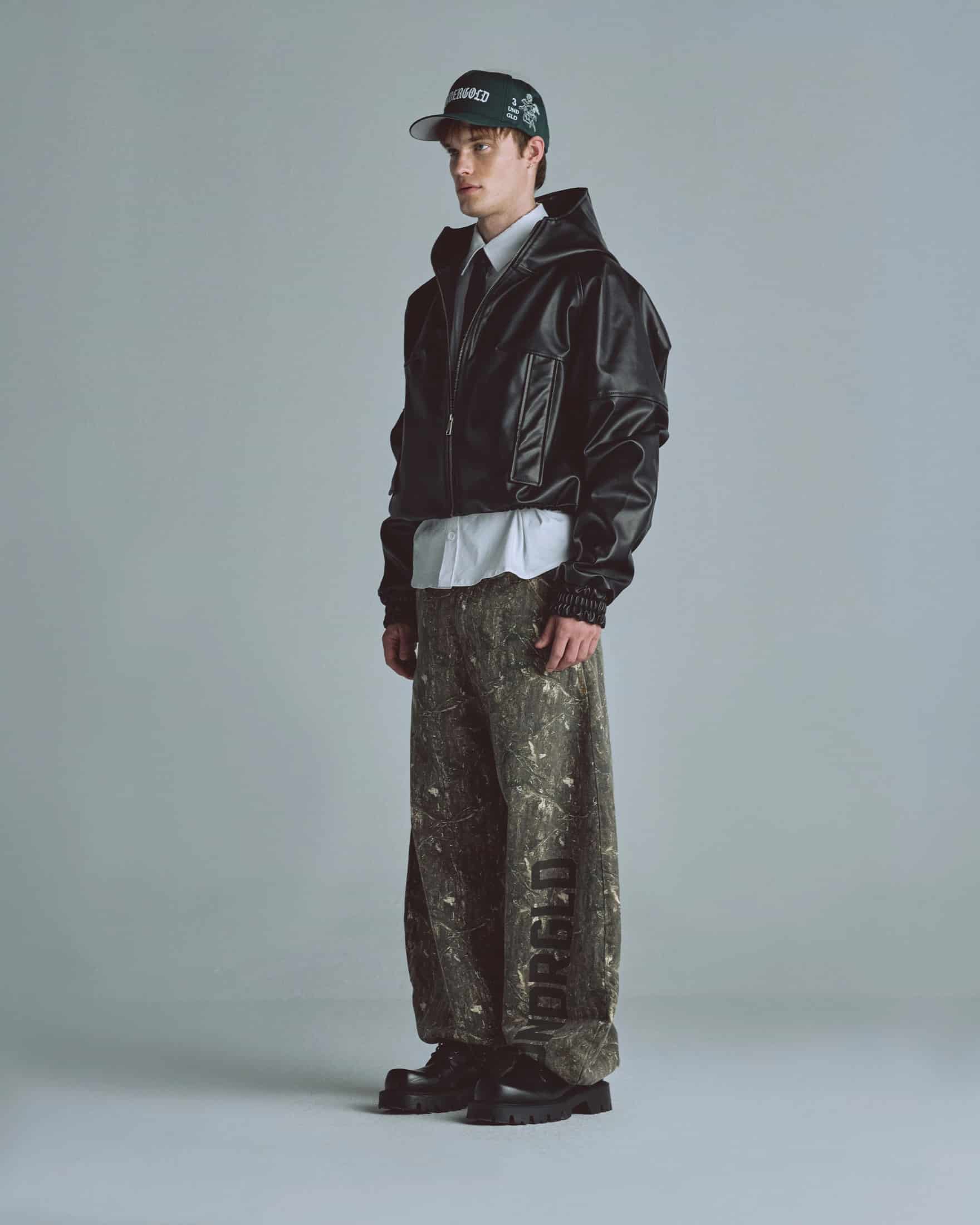 Basics UNDRGLD Leather Zip Up Hoodie Jacket Black - miniatura 12