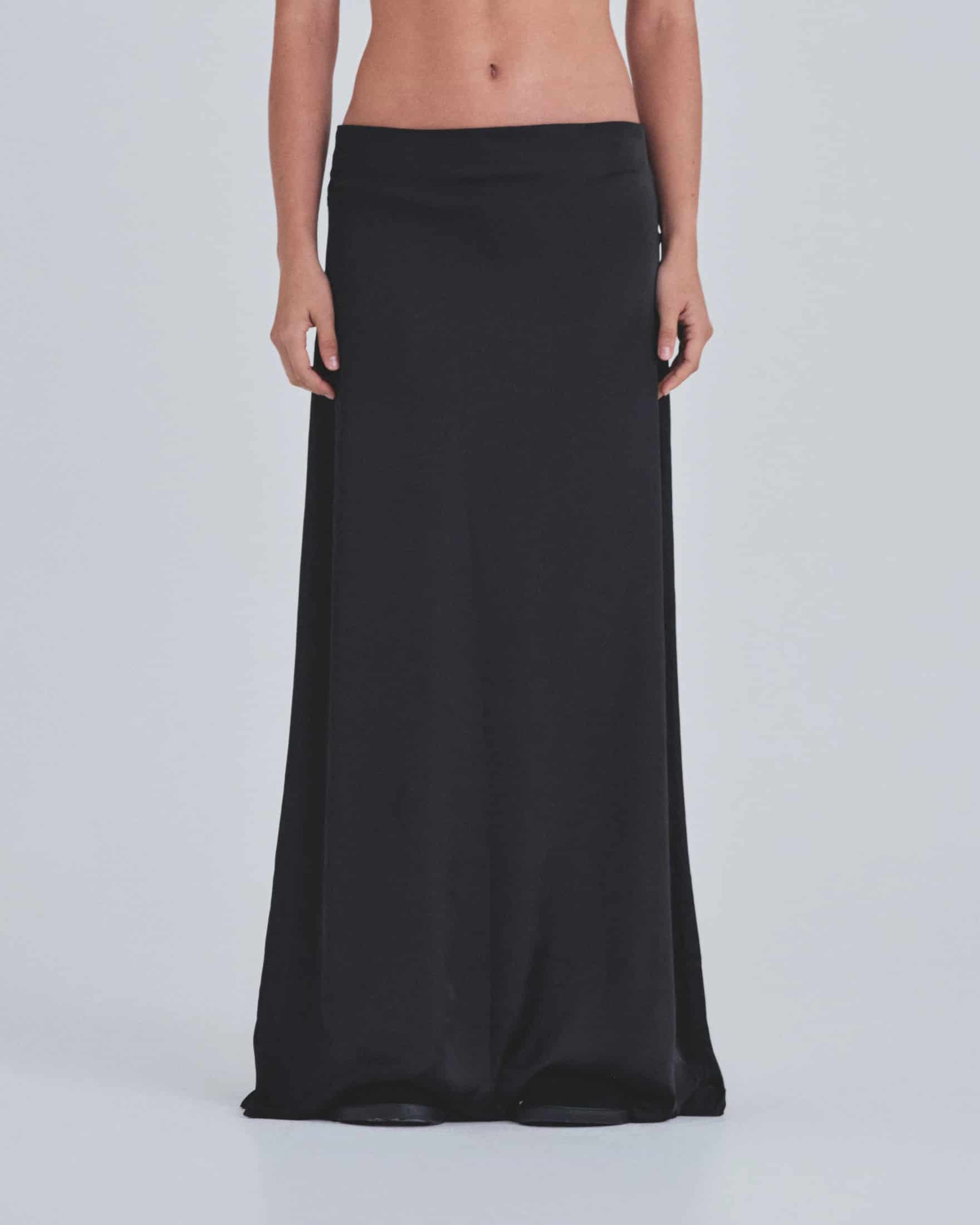 Basics Silk Long Skirt Black - miniatura 2