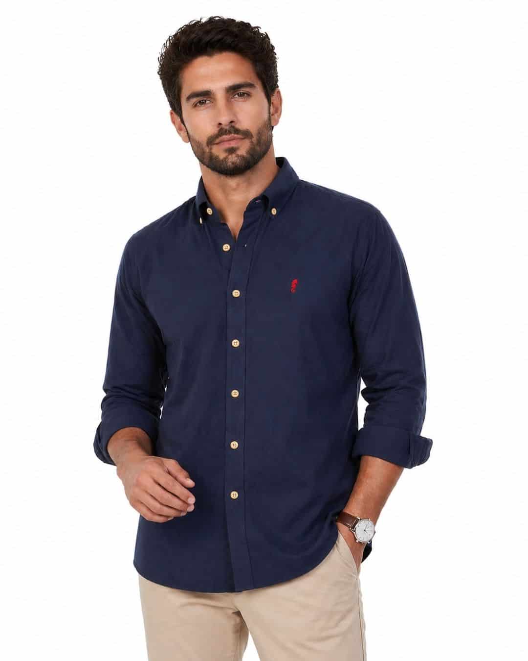 Camisa Manga Larga Oxford Premium Azul Oscuro - miniatura 3