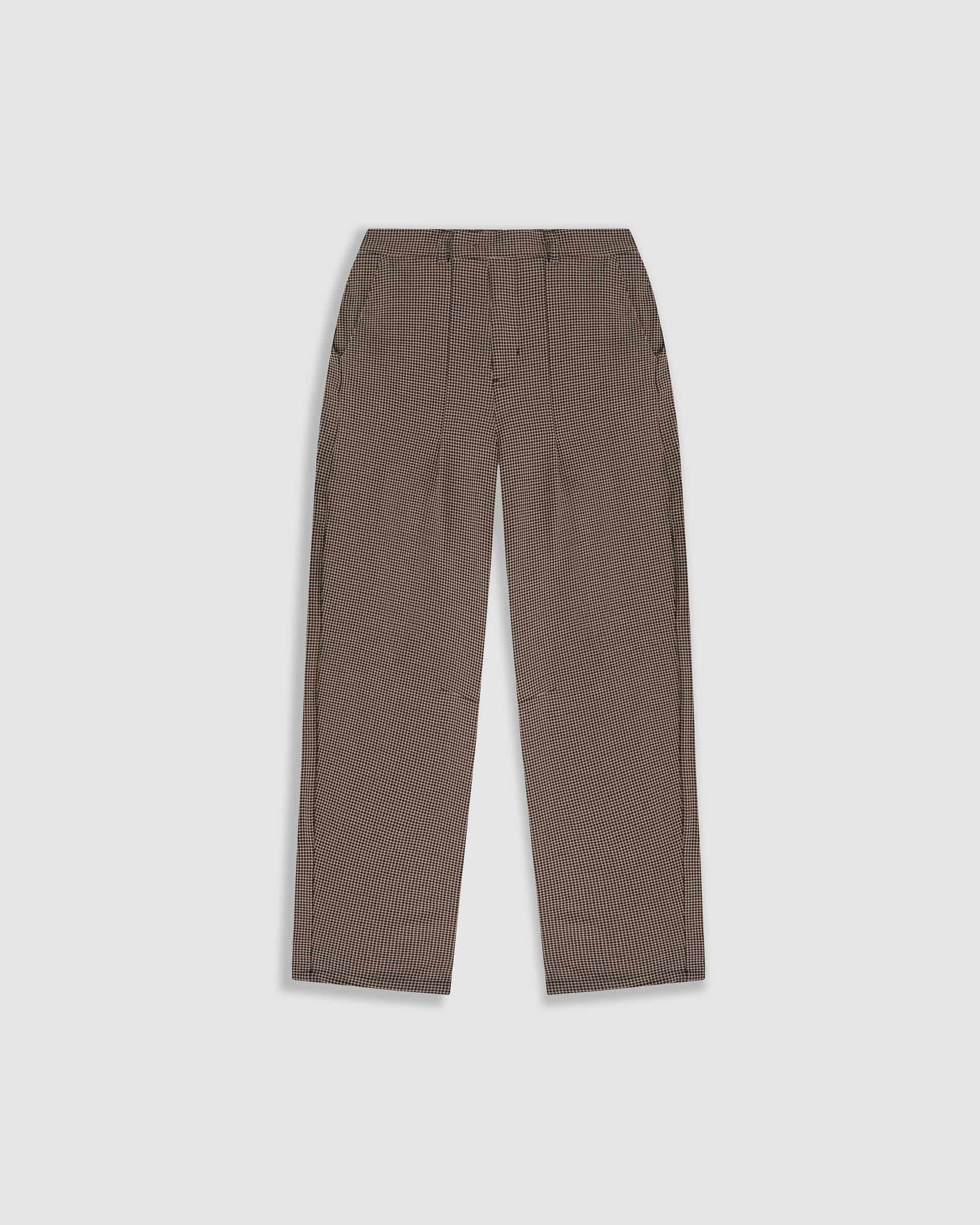 Barrel Fit Houndstooth Trousers - Café - miniatura 1