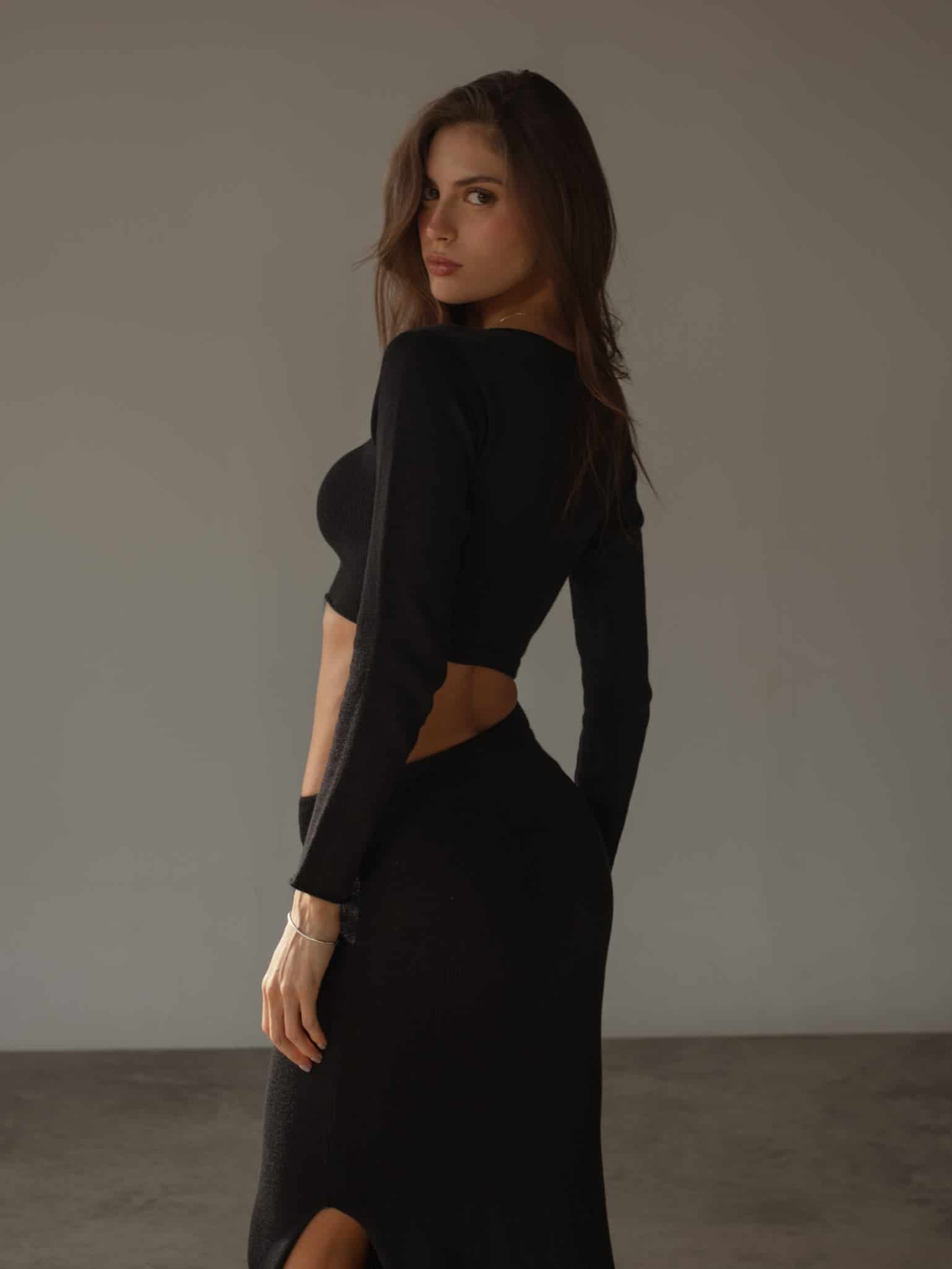 EDGE KNIT DRESS - BLACK - miniatura 9