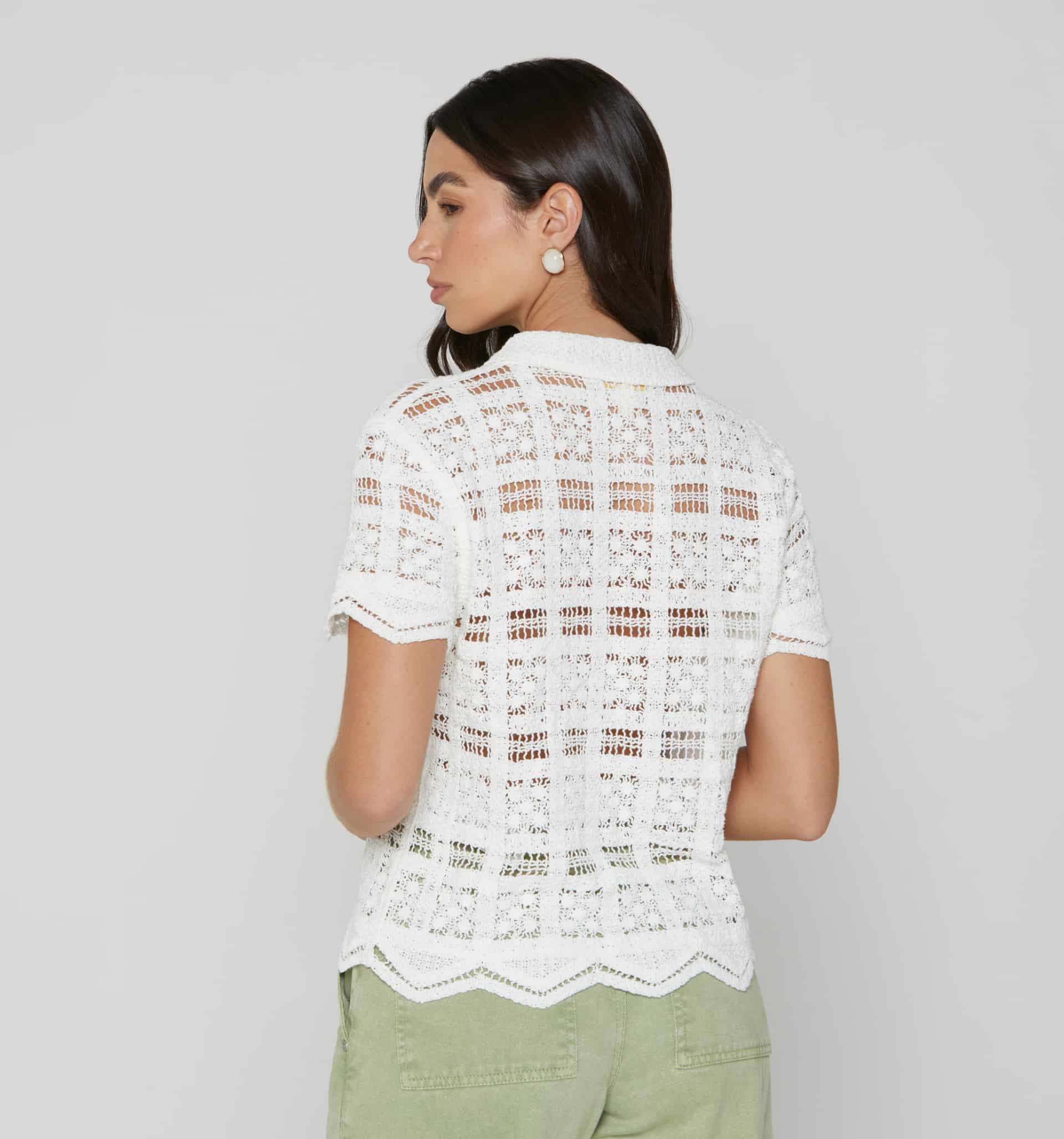 Blusa manga corta en crochet - miniatura 3