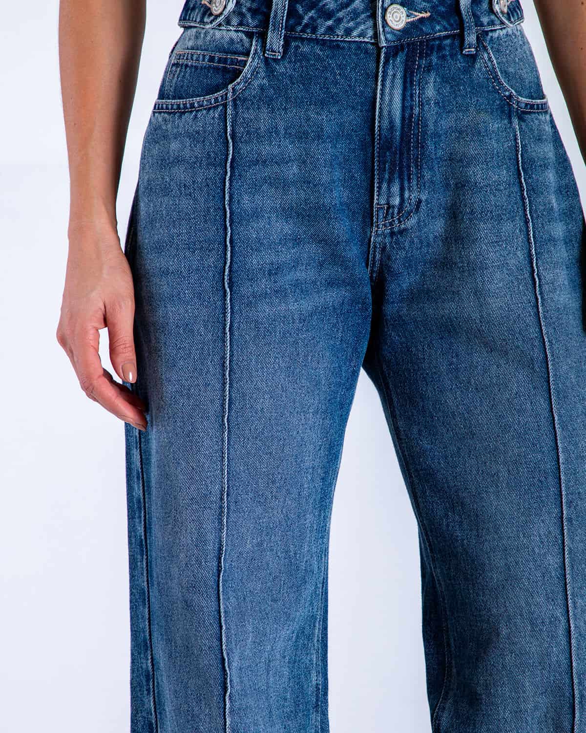 Jean palazzo tono medio para mujer - miniatura 3