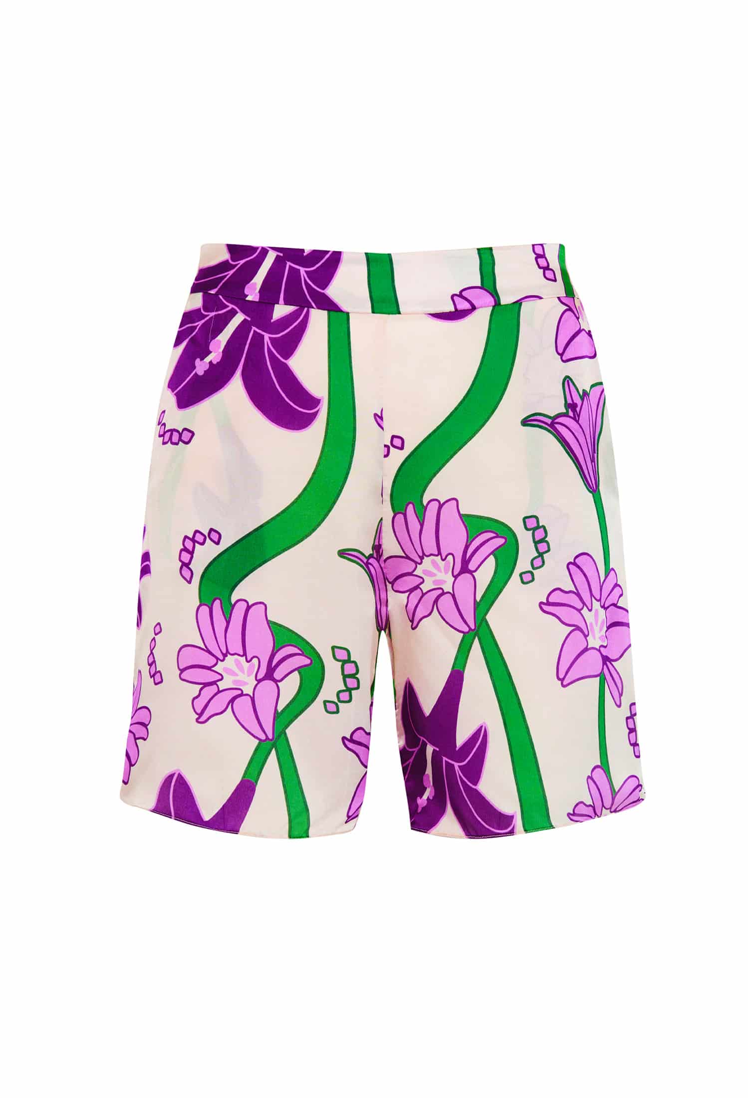 Noches De Luna Silk Shorts / Violet Flowers - miniatura 1