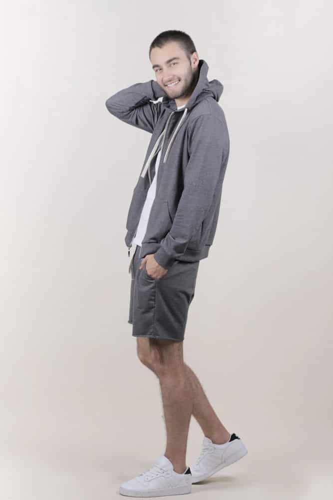 HOODIE DE CREMALLERA GRIS UNISEX - miniatura 2
