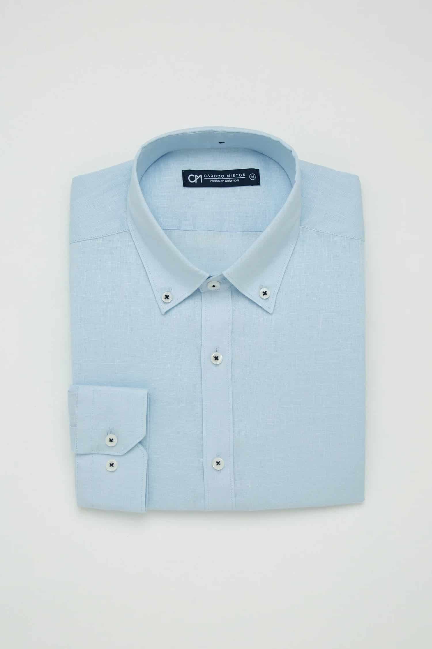 Camisa Button Down Lino Azul Bebé - miniatura 4