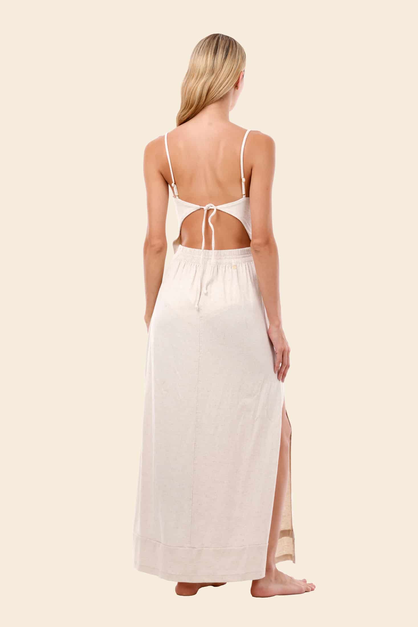 Ivory Linen Seed Wavelet Dress - miniatura 2