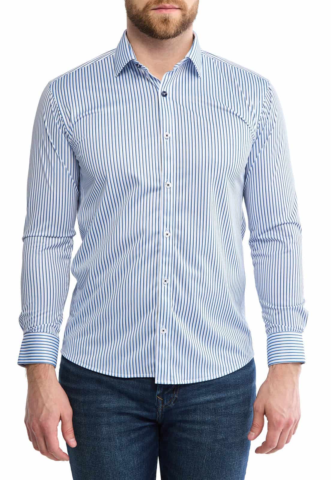 Camisa manga larga rayas azules - miniatura 3