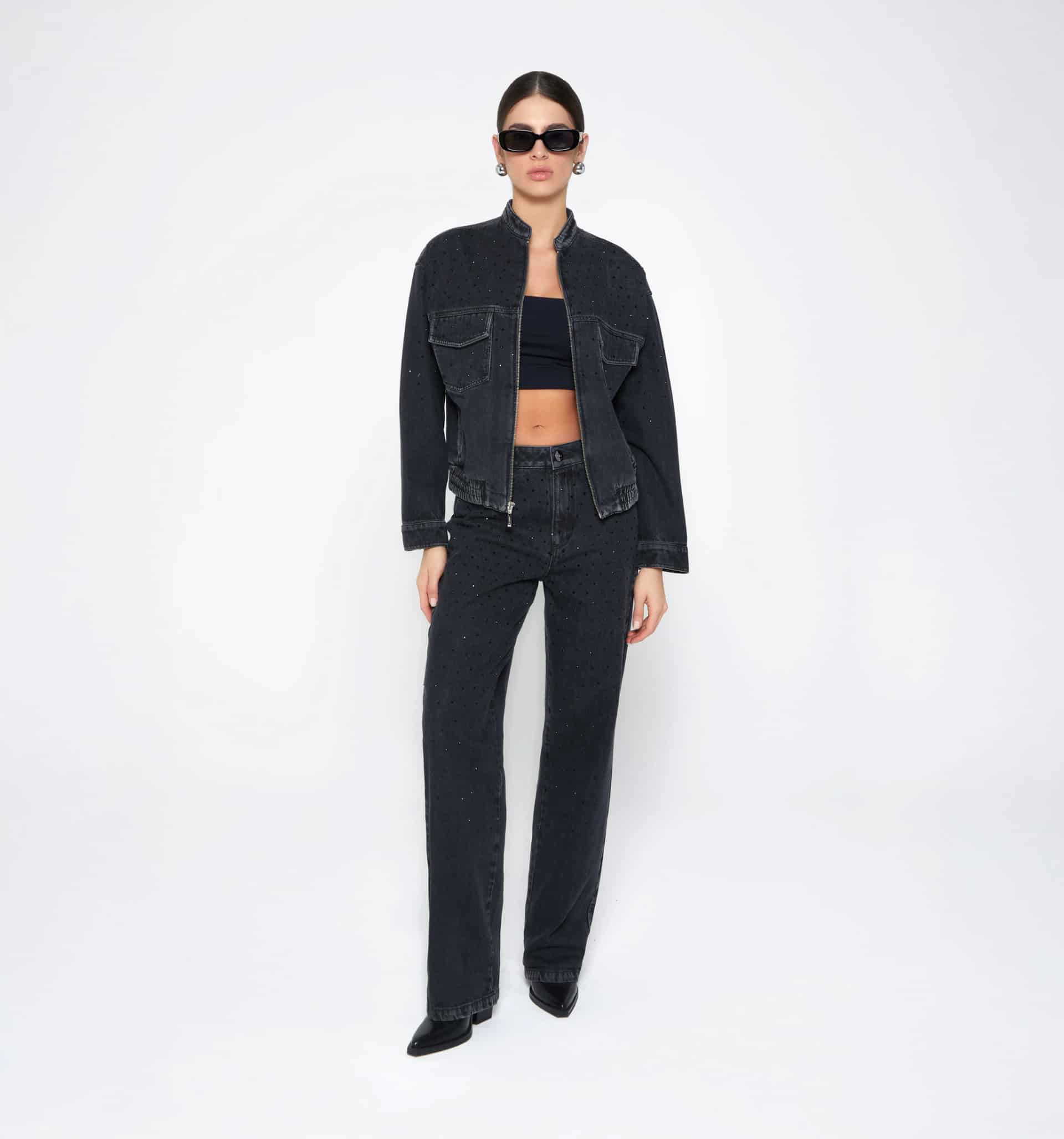 Chaqueta denim con cristales - miniatura 4