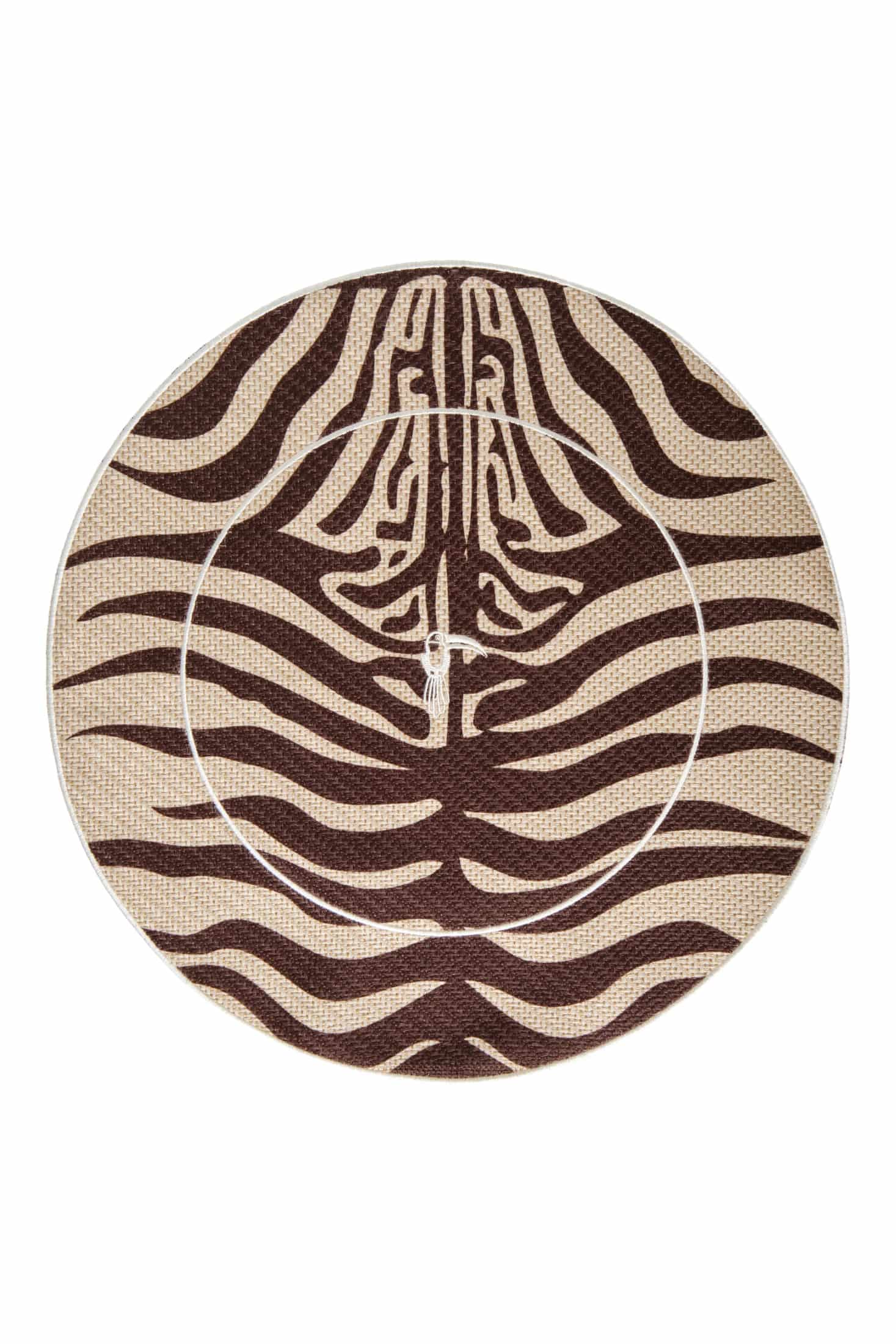 Zebra Embroidered Placemats Set of 4 / Brown - miniatura 1