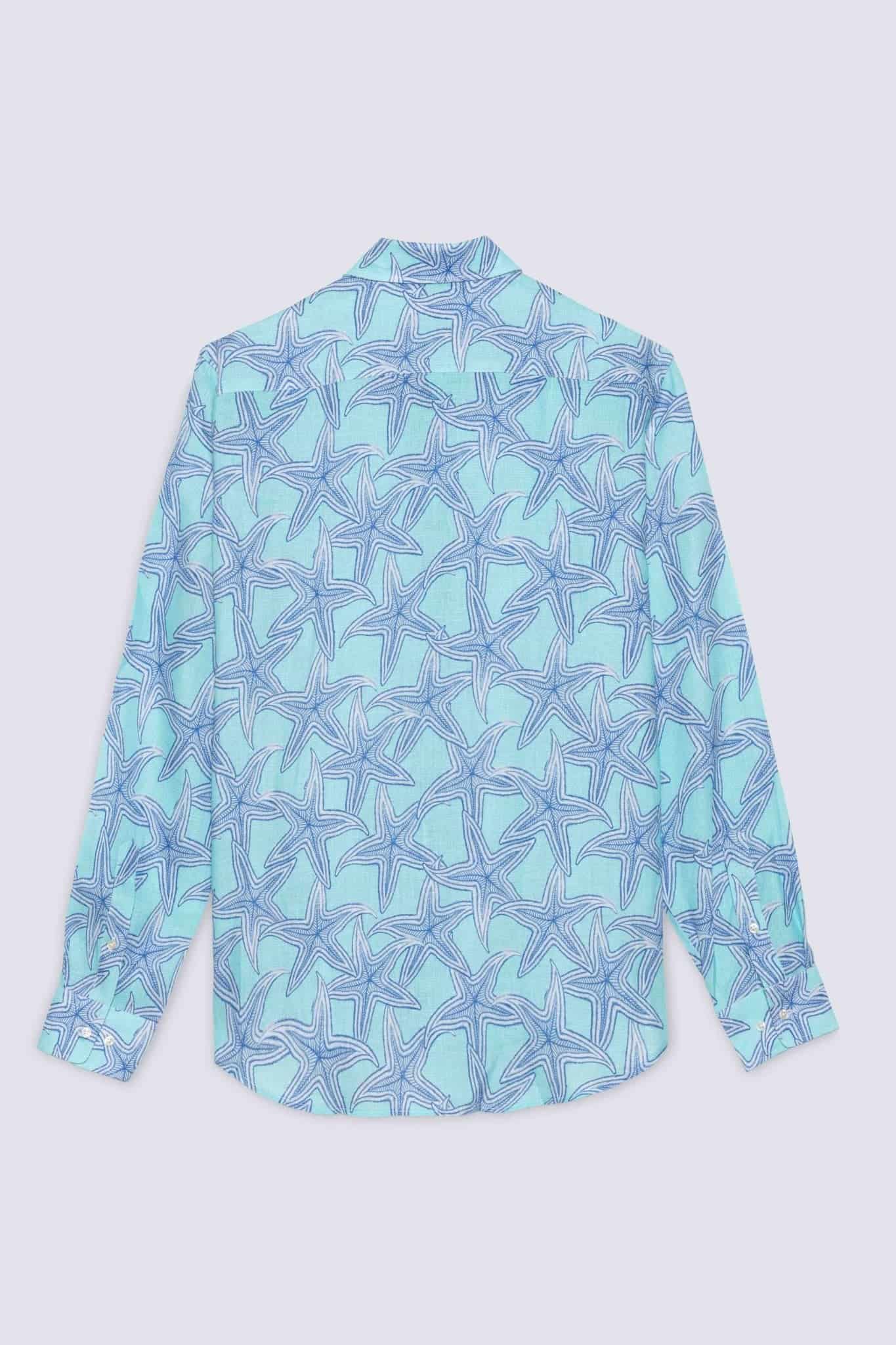 Men's linen shirt turquoise stella - miniatura 5