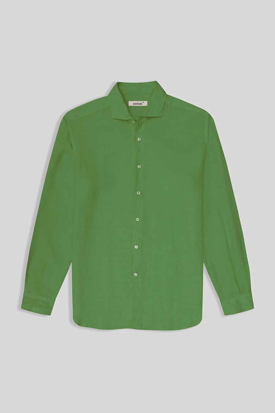 Men’s linen shirt forest green - miniatura 1