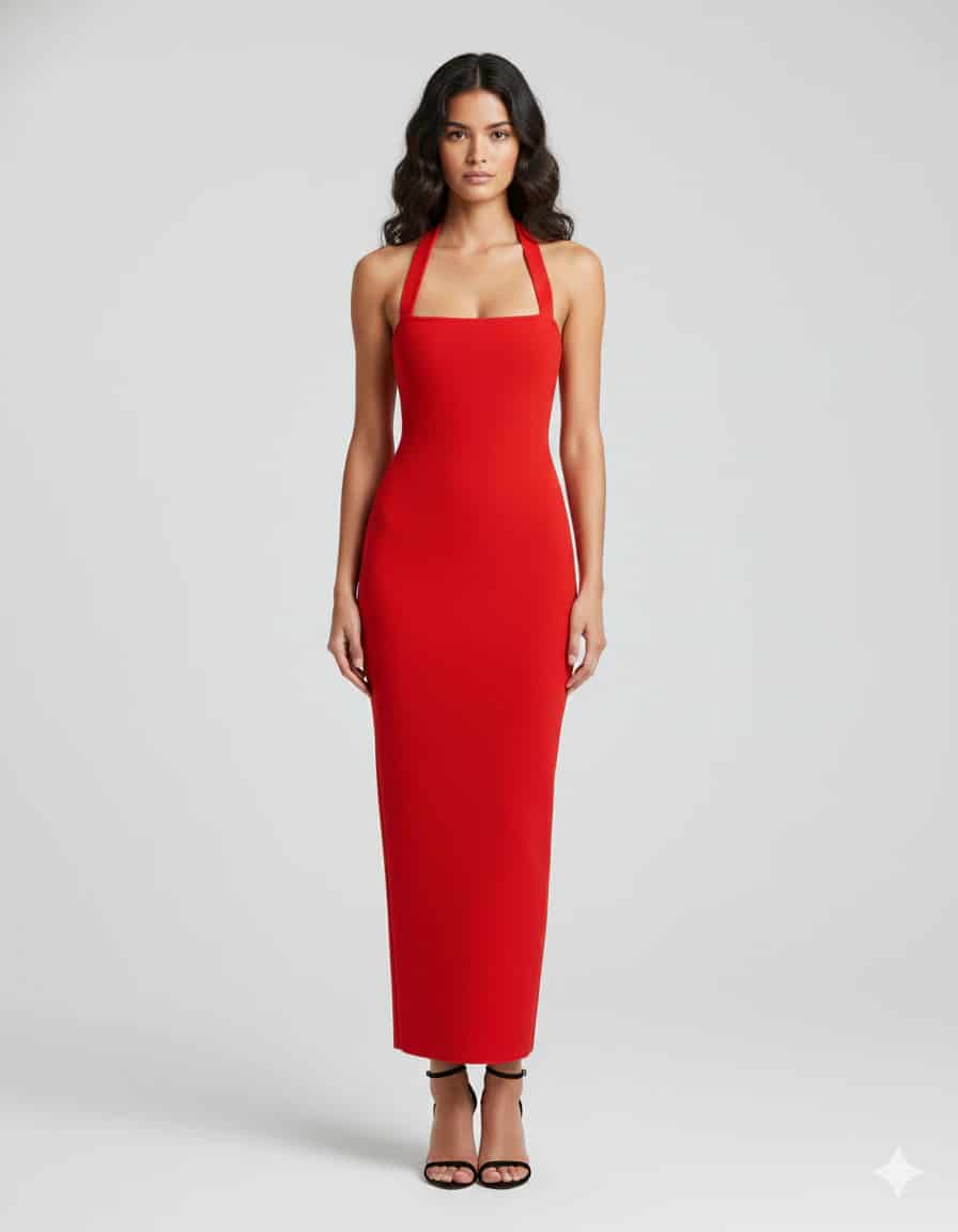 Halter Neck Slim Fit Maxi Dress - miniatura 1