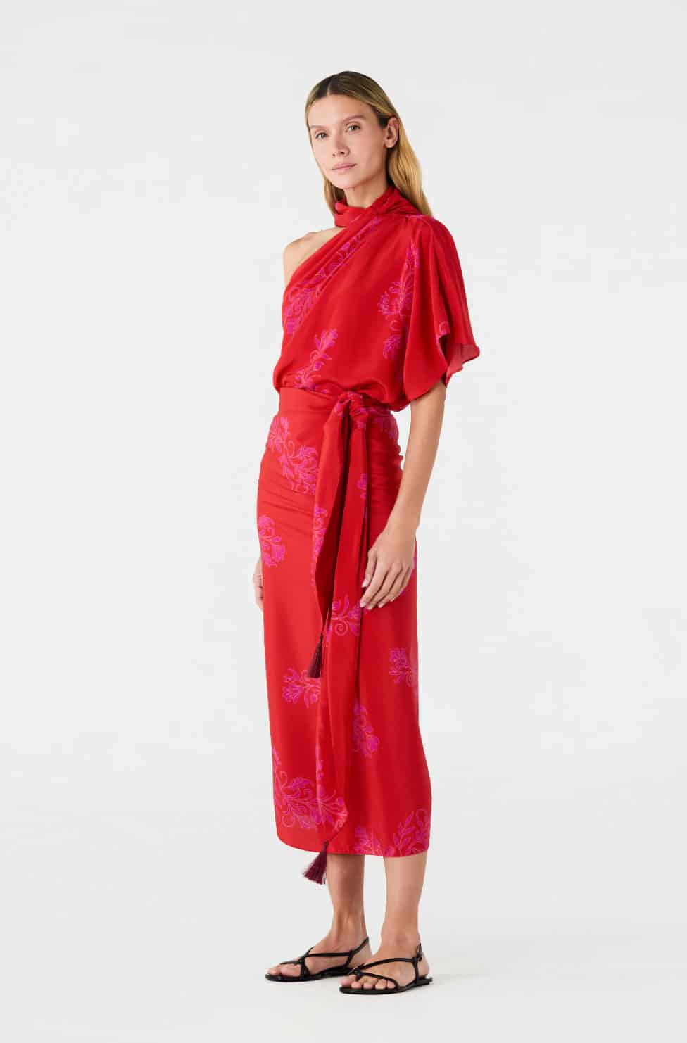Mapara Crepe Wrap Skirt / Fuchsia Buganvilias - miniatura 2