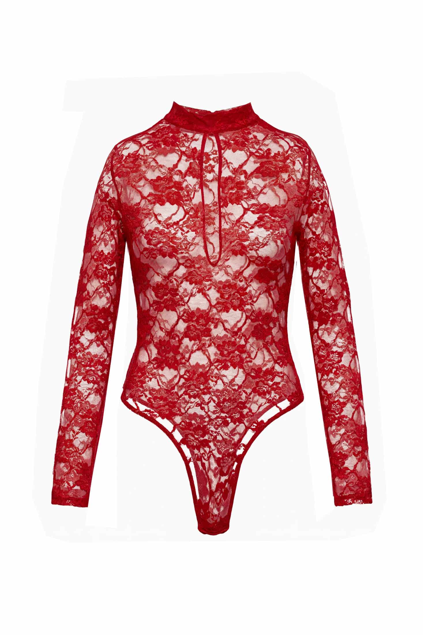 RED LACE BODYSUIT - miniatura 2