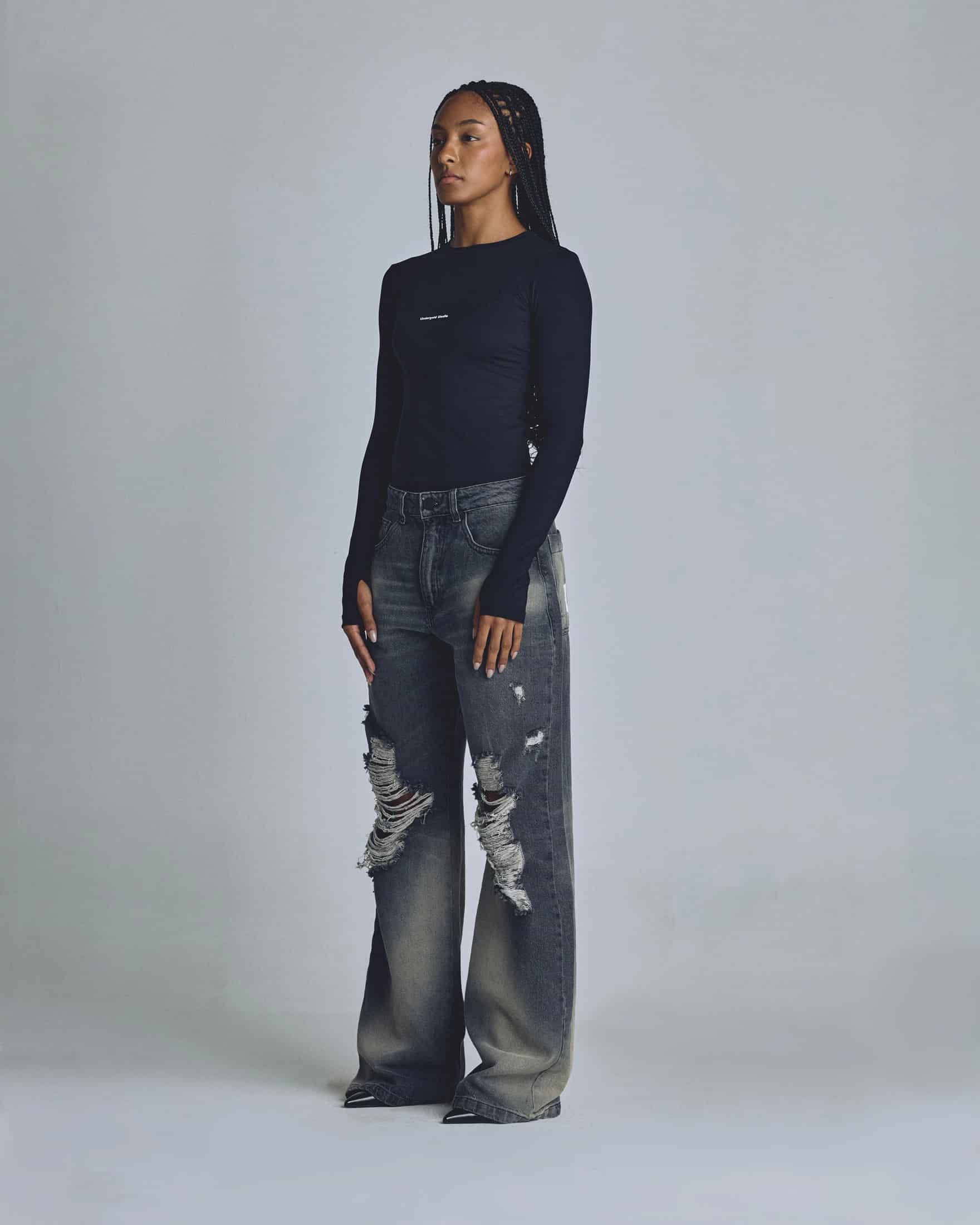 W Basics Undergold Studio Ultra Slim Long Sleeve Tee Black - miniatura 5