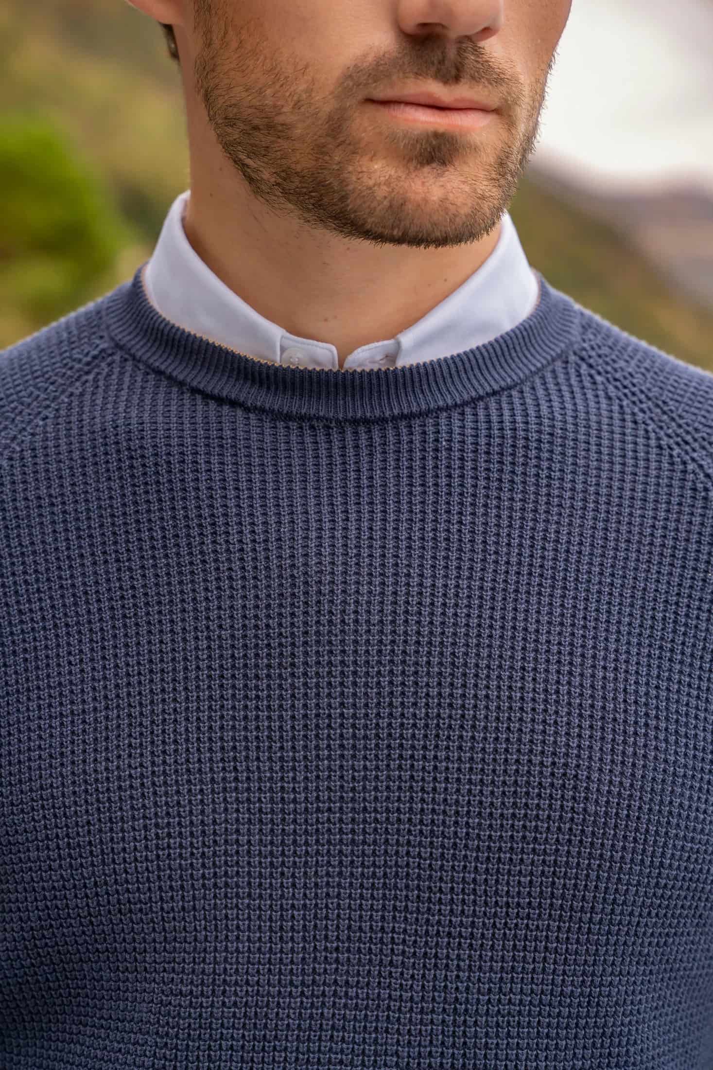 Suéter Vigneto Cuello redondo Hombre Azul Oscuro - miniatura 2