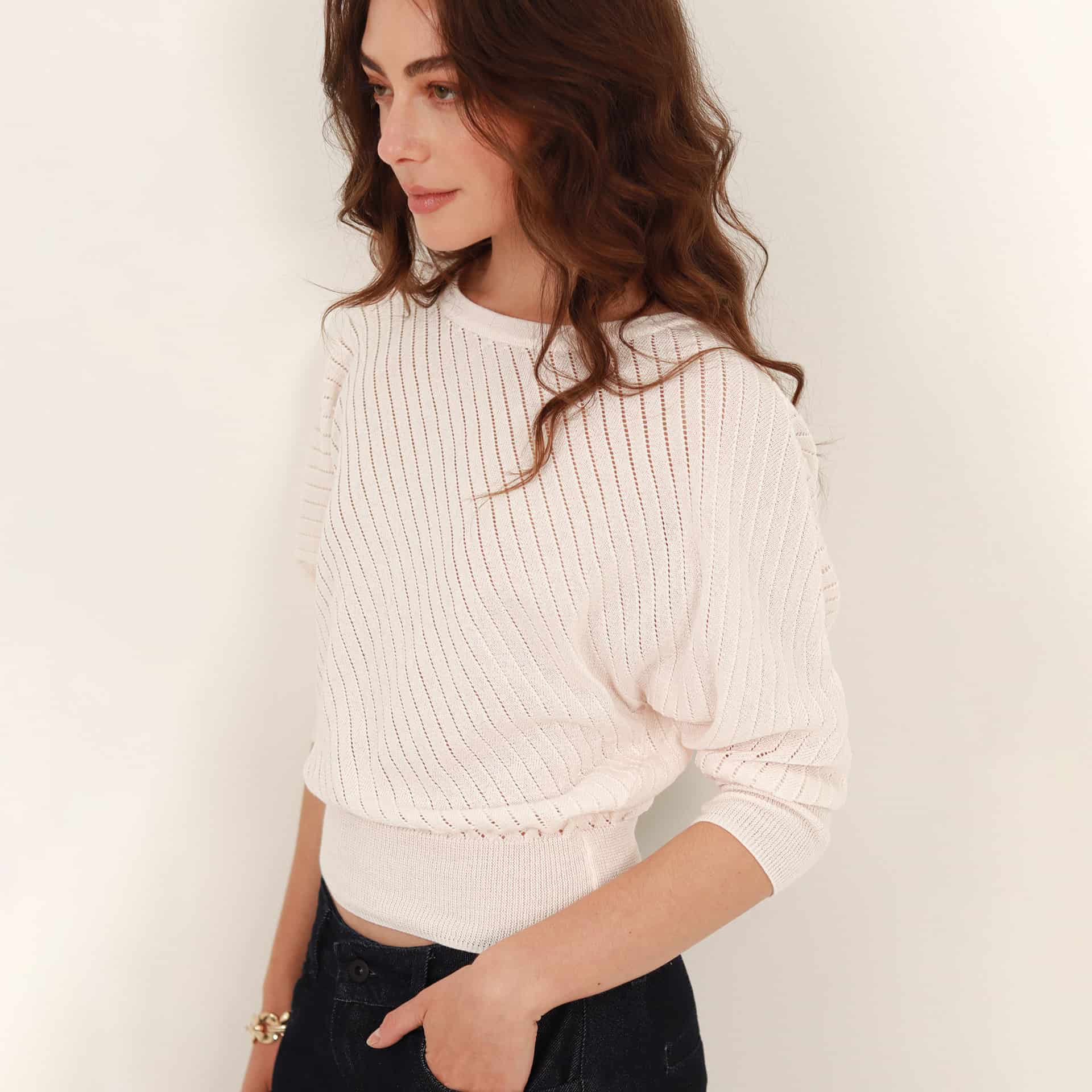 Sweater relajado cuello redondo manga amplia - miniatura 12