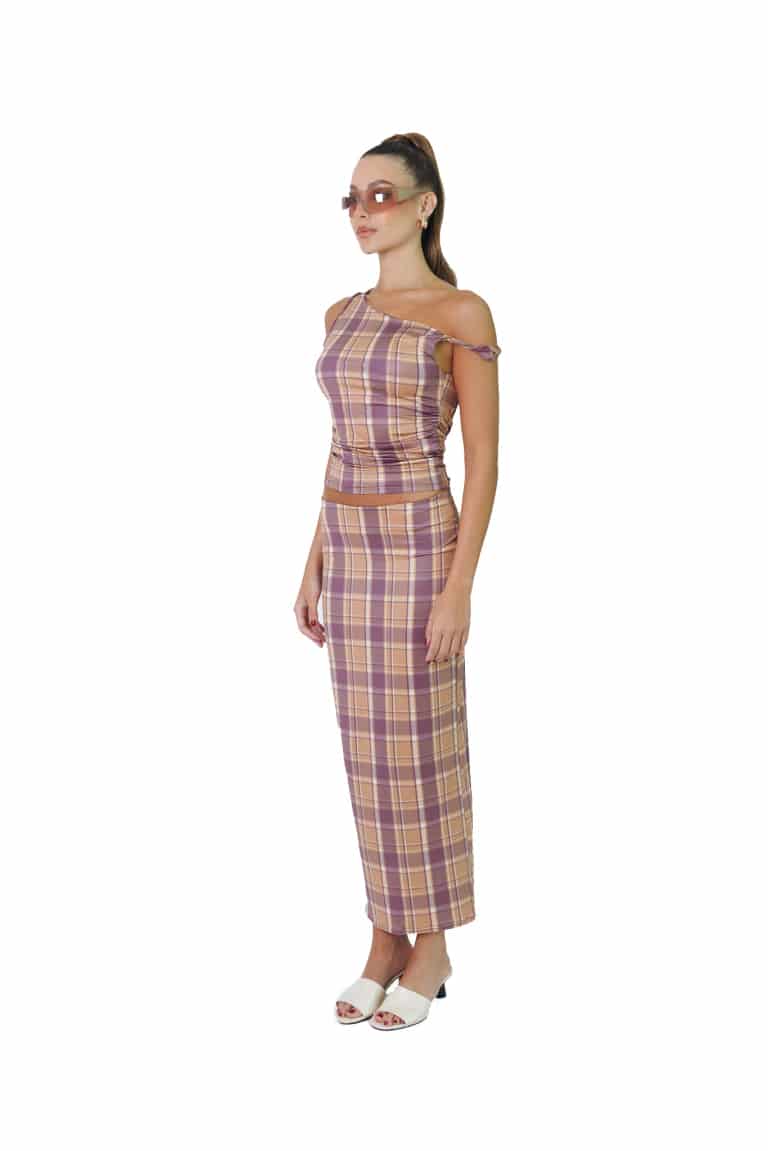 Long Skirt in Purple Tartan - miniatura 5