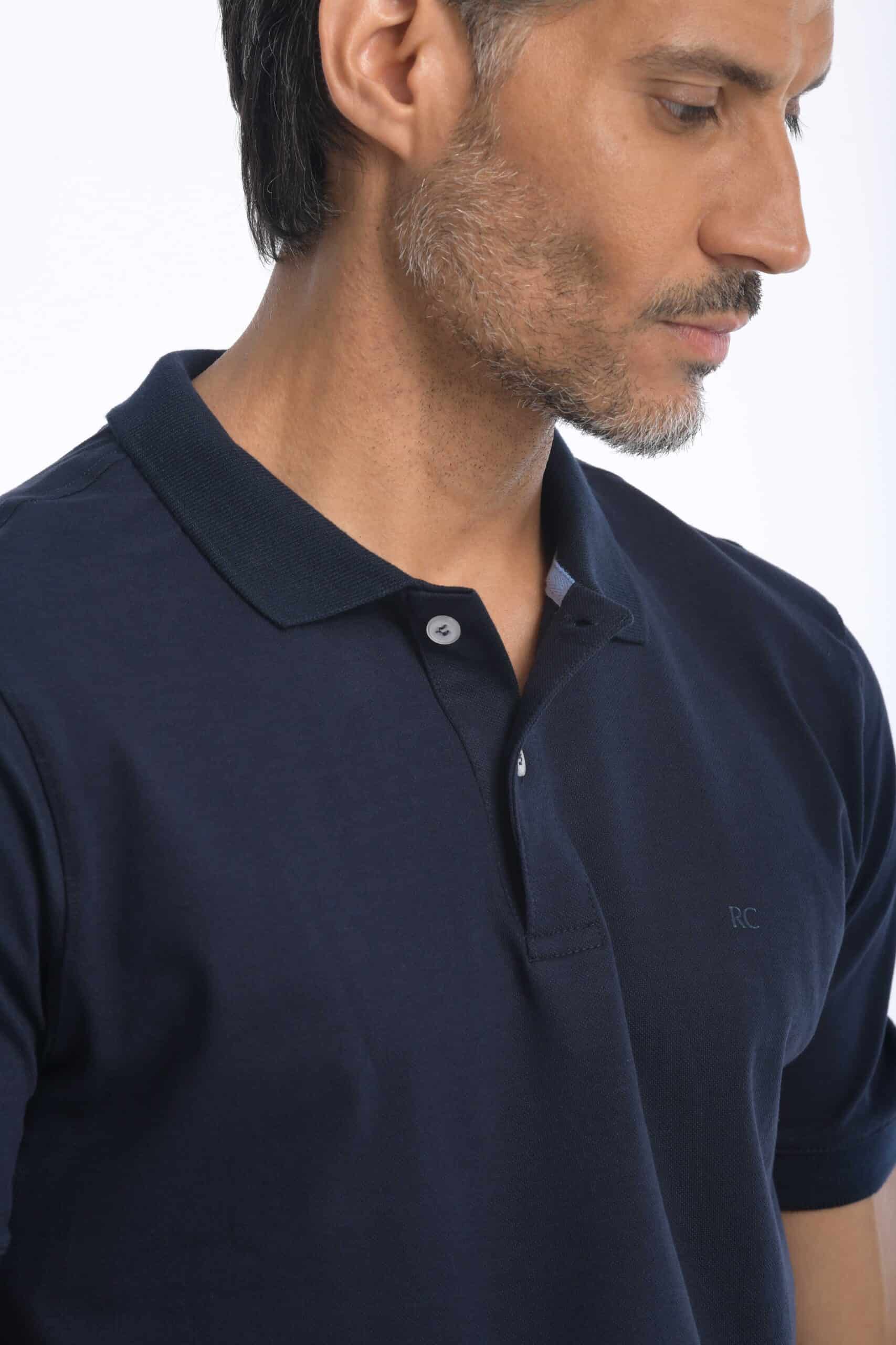 Camiseta Polo 100% Algodón Slim Azul Navy - miniatura 12