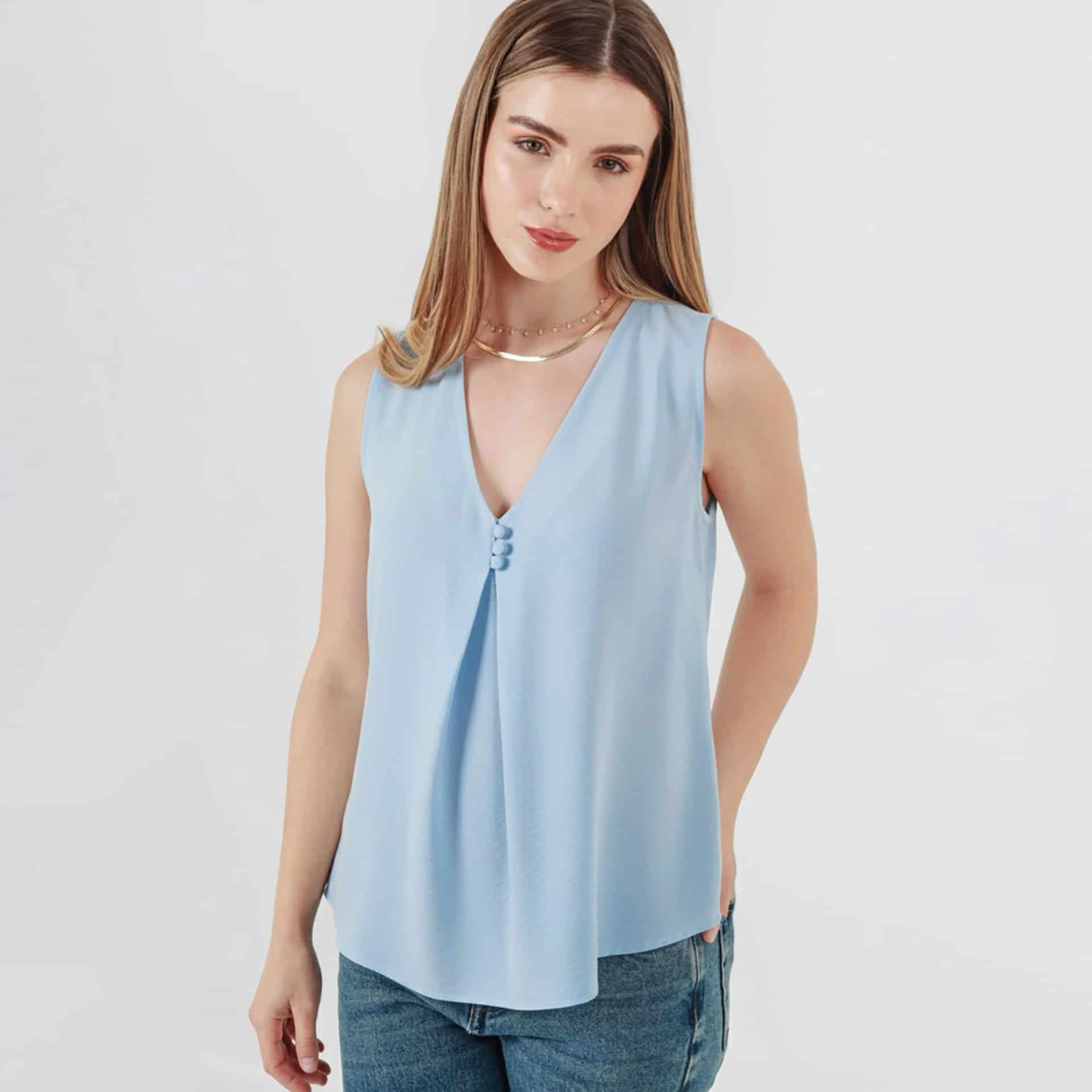 Blusa Cuello V Manga Sisa - miniatura 11