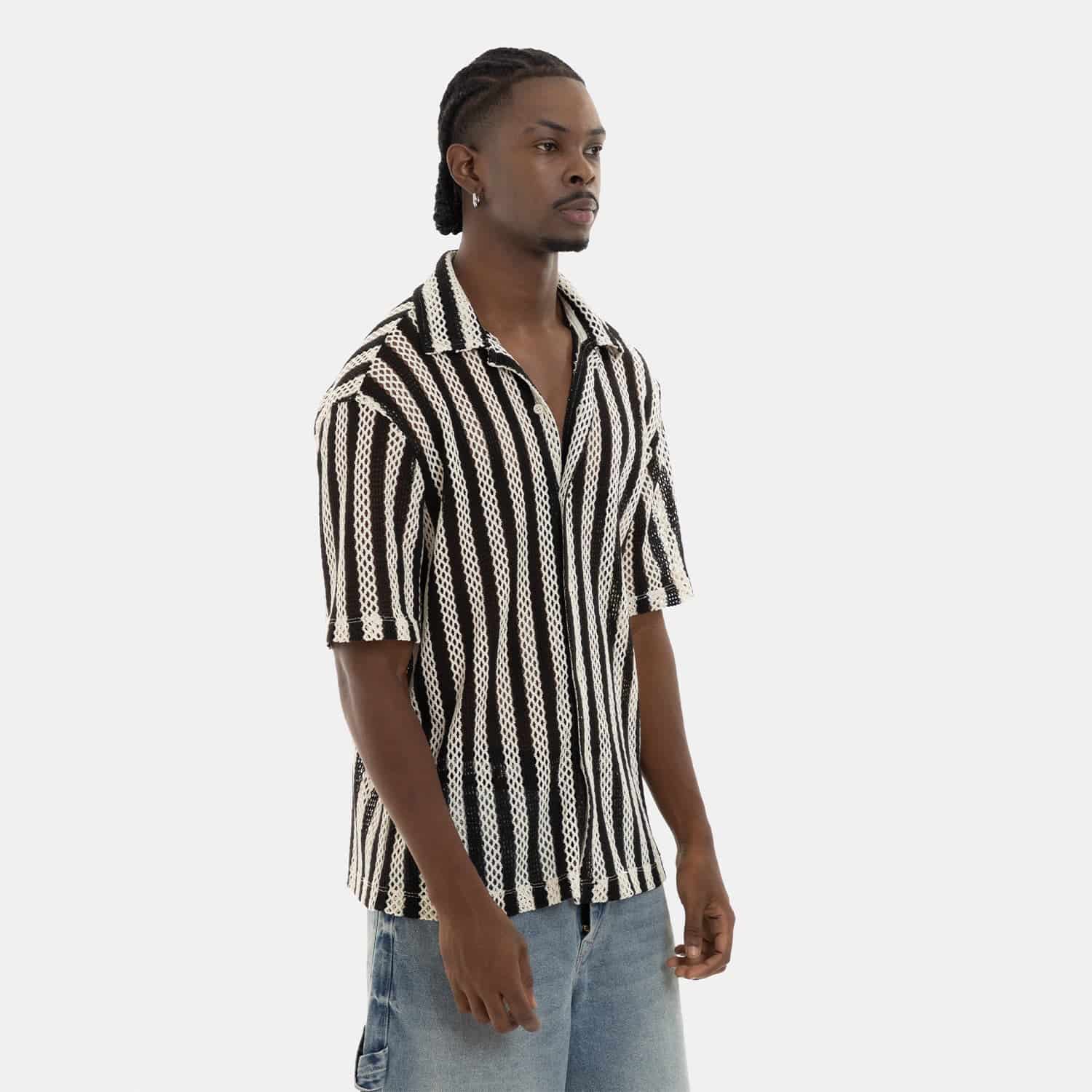 Mesh Striped Shirt Black - miniatura 6