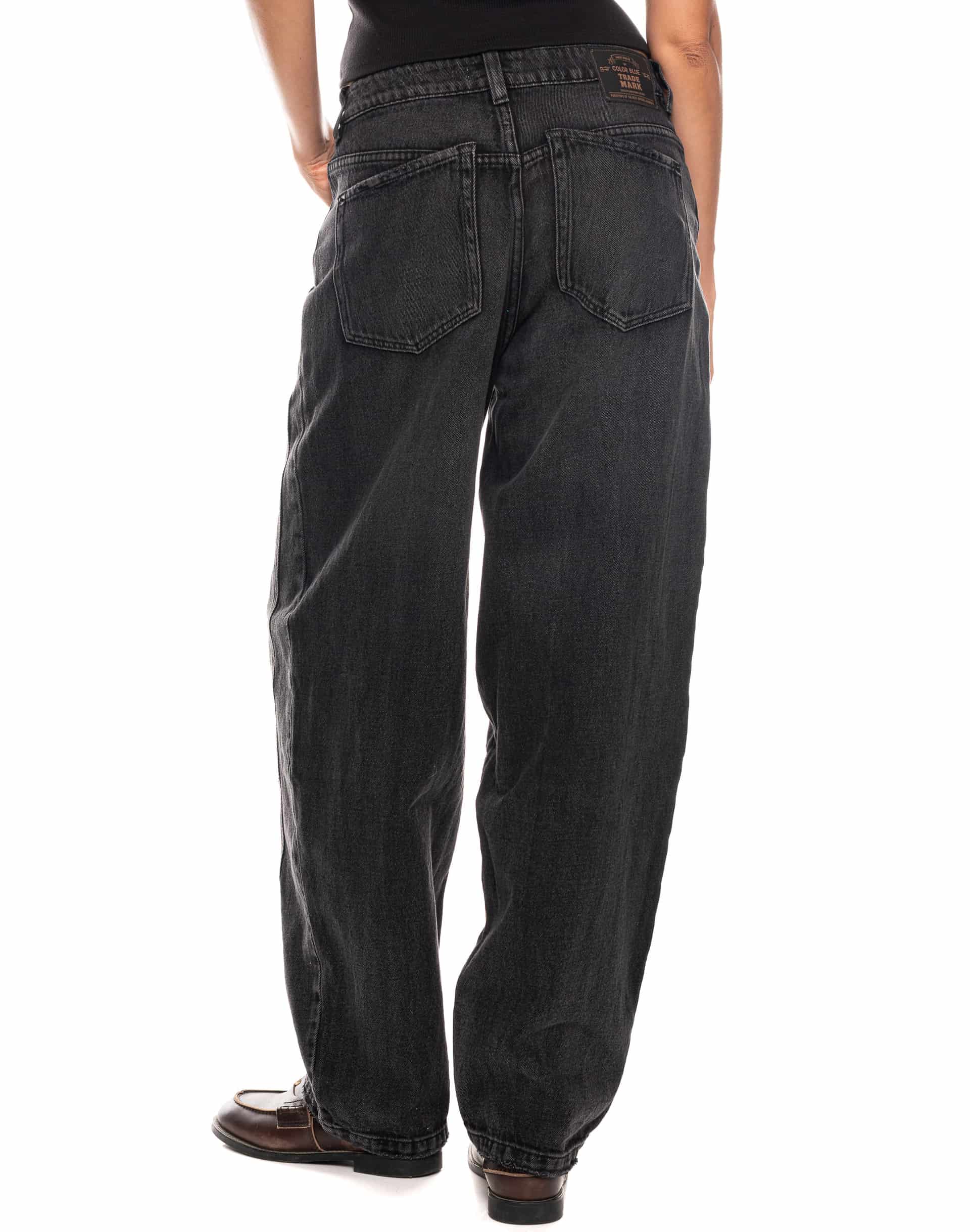 Jeans Wide Leg Tiro Medio Denim Negro - miniatura 3