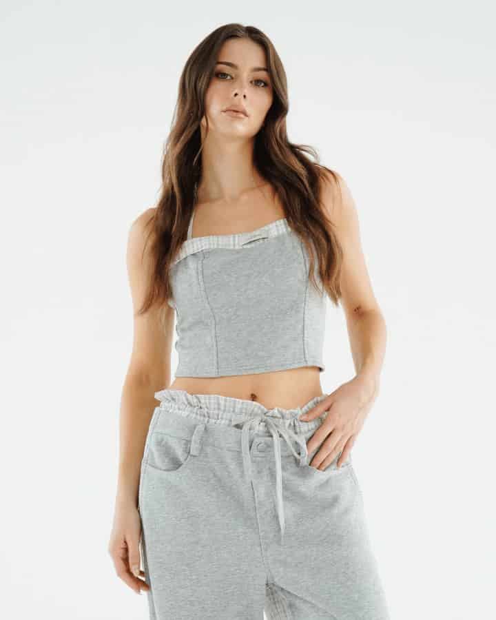 TOP BONHEUR CON ESCOTE GRIS - miniatura 1