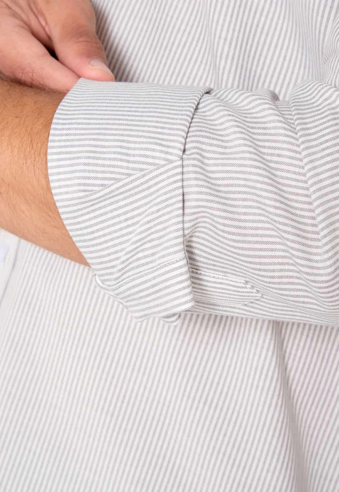 Camisa Manga Larga Oxford Rayas Grises - miniatura 7