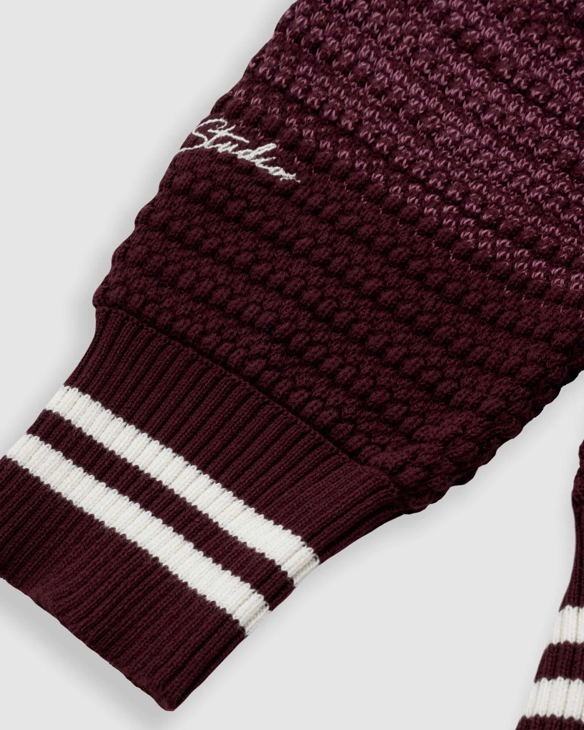 Zip Polo Gradient Knitwear - Burgundy y Crema - miniatura 4