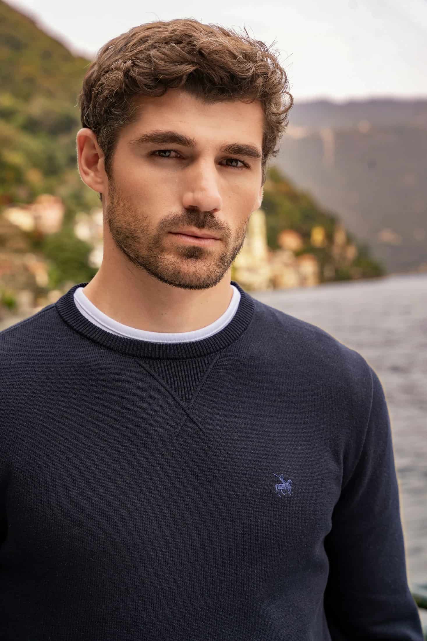 Suéter Crewneck Hombre Azul Oscuro - miniatura 5