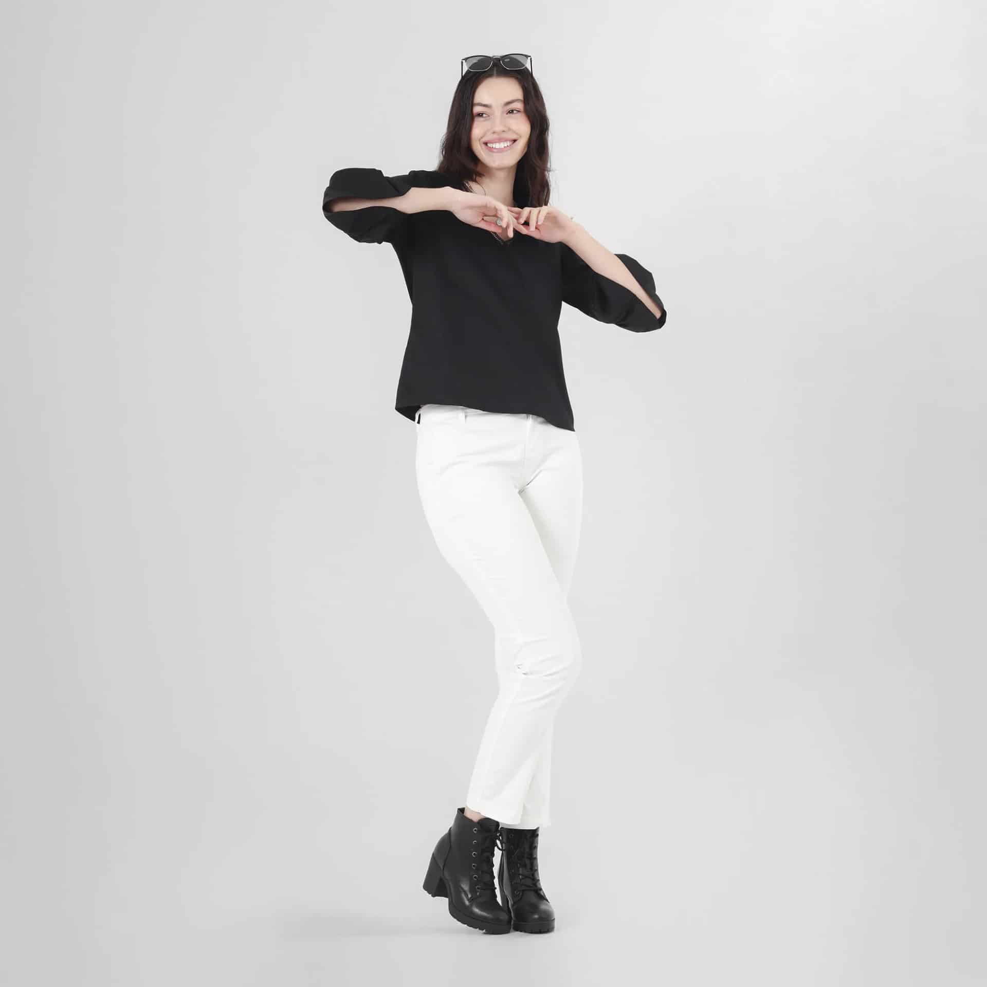 Blusa Cuello V Manga 3 Cuartos - miniatura 14