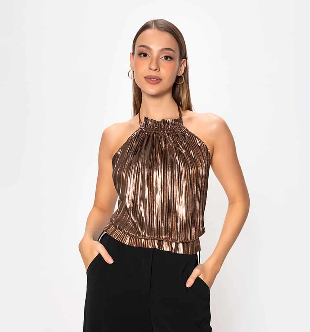 Blusa cuello halter con cruce de tiras e - miniatura 2