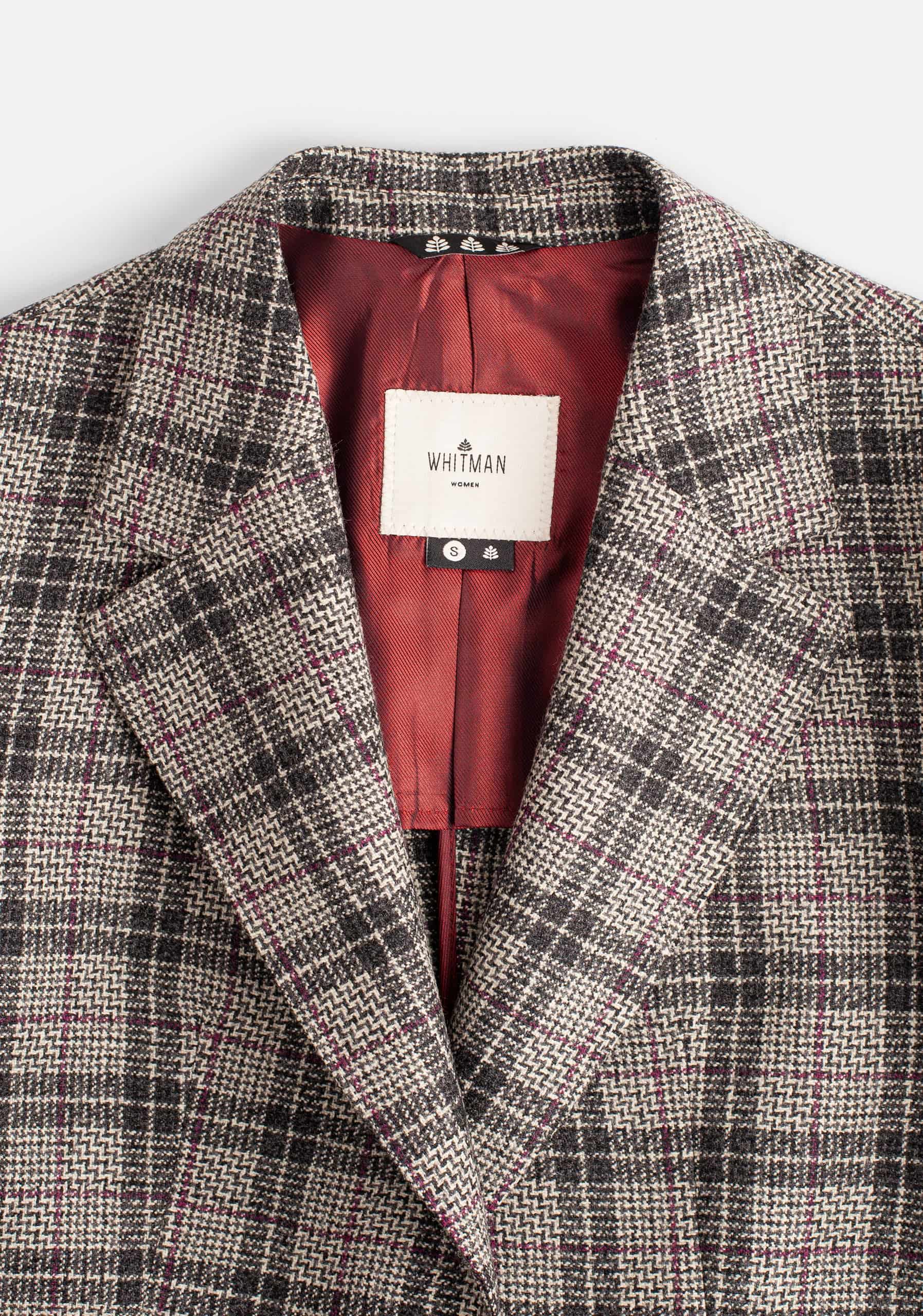 Blazer M Agatha Lana Cuadros Gris - Vino - miniatura 2