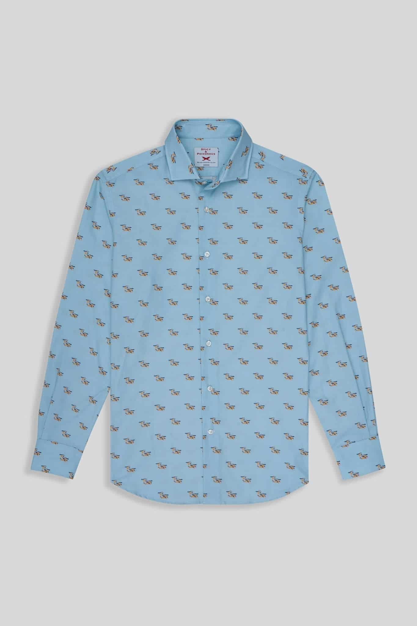 Men's cotton shirt sky blue lorenzo - miniatura 1