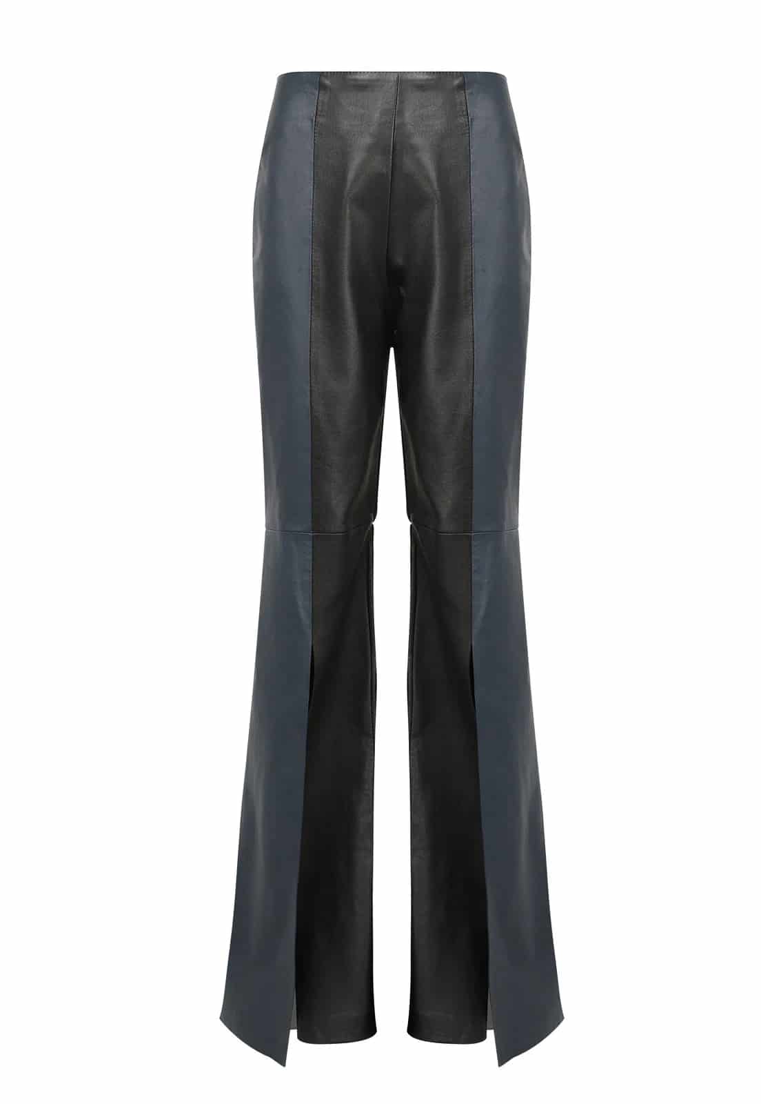 TWO-TONE LEATHER OPEN BOOT TROUSERS - miniatura 2