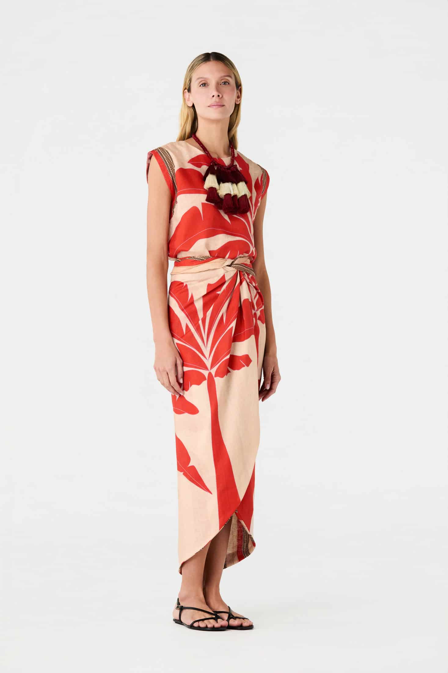 Montera Linen Top / Orange Palms - miniatura 2