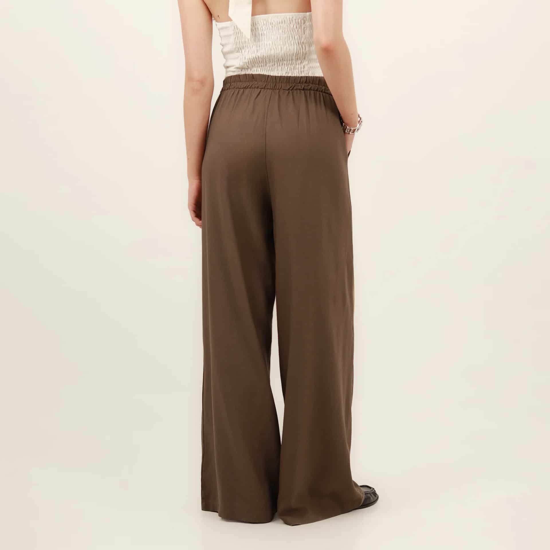 Pantalón palazzo bota ancha con elastico en cintura - miniatura 12