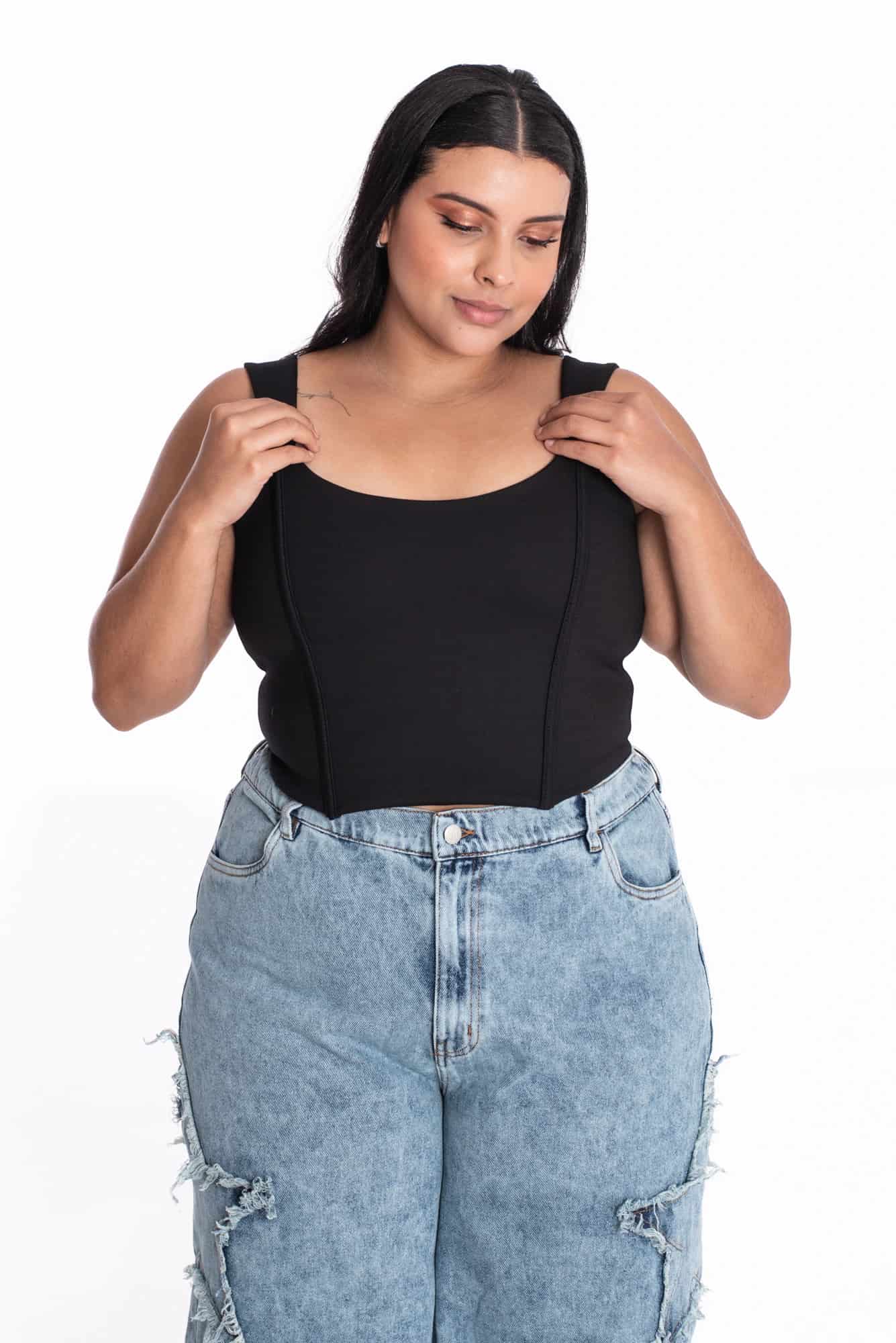 Crop Top Simona Negro - miniatura 1