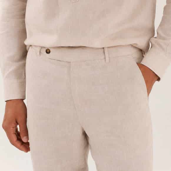 PANTALON CON PRETINA 100% LINO HOMBRE - miniatura 3